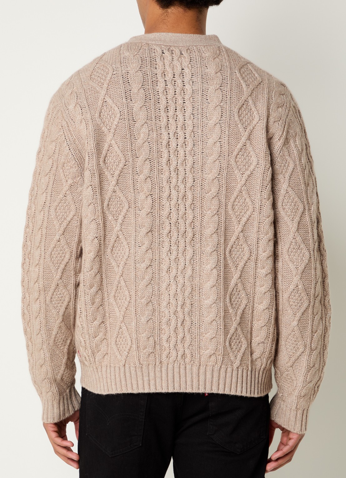 Levi's Valencia kabelgebreid vest in wolblend - achterkant 4 beige