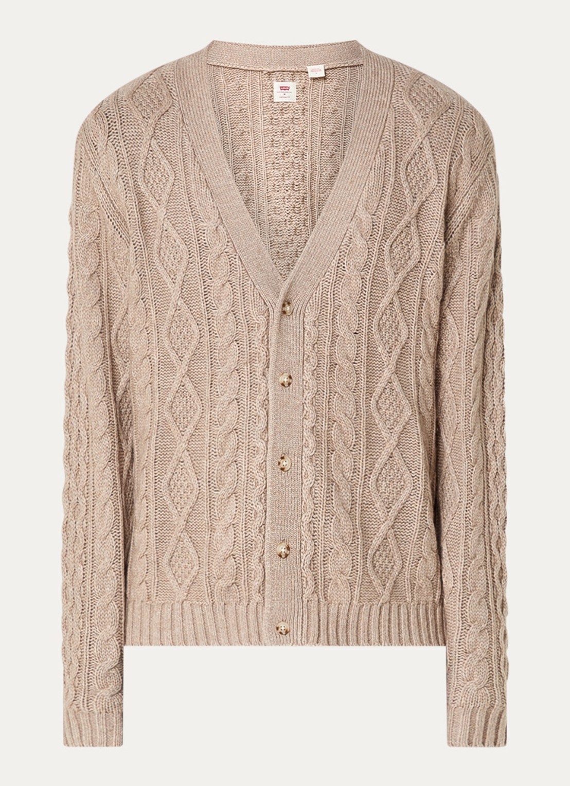 Levi's Valencia kabelgebreid vest in wolblend - voorkant 2 beige