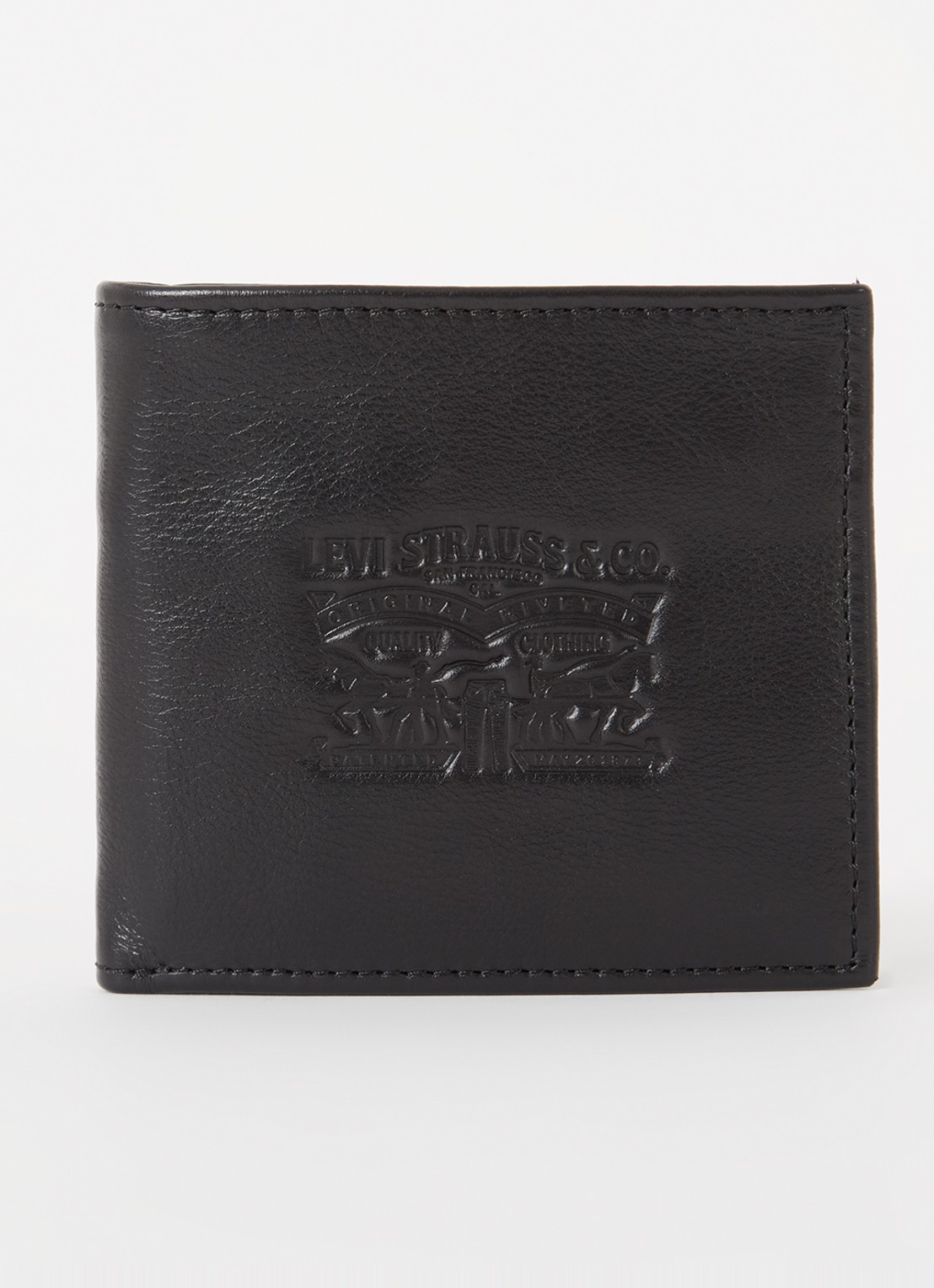Levi's Vintage Two Horse portemonnee van leer met logo - voorkant 2 zwart