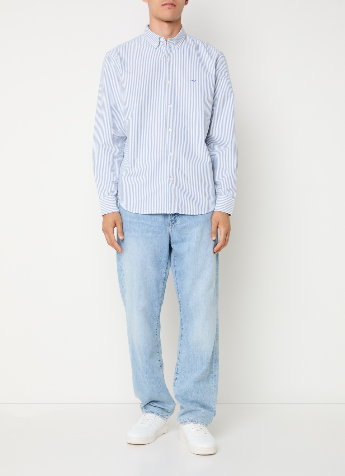 Levi's Waylon overhemd met streepprint - voorkant 3 lichtblauw