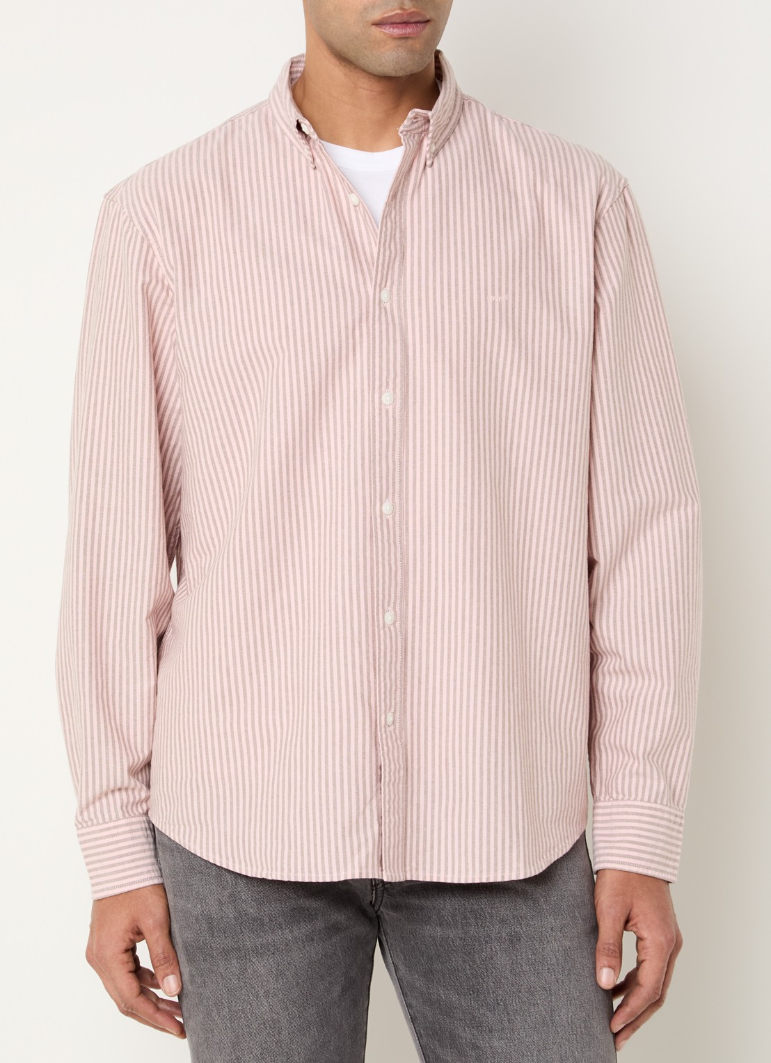 Levi's Waylon regular fit overhemd met streepprint - detail 4 zalmroze