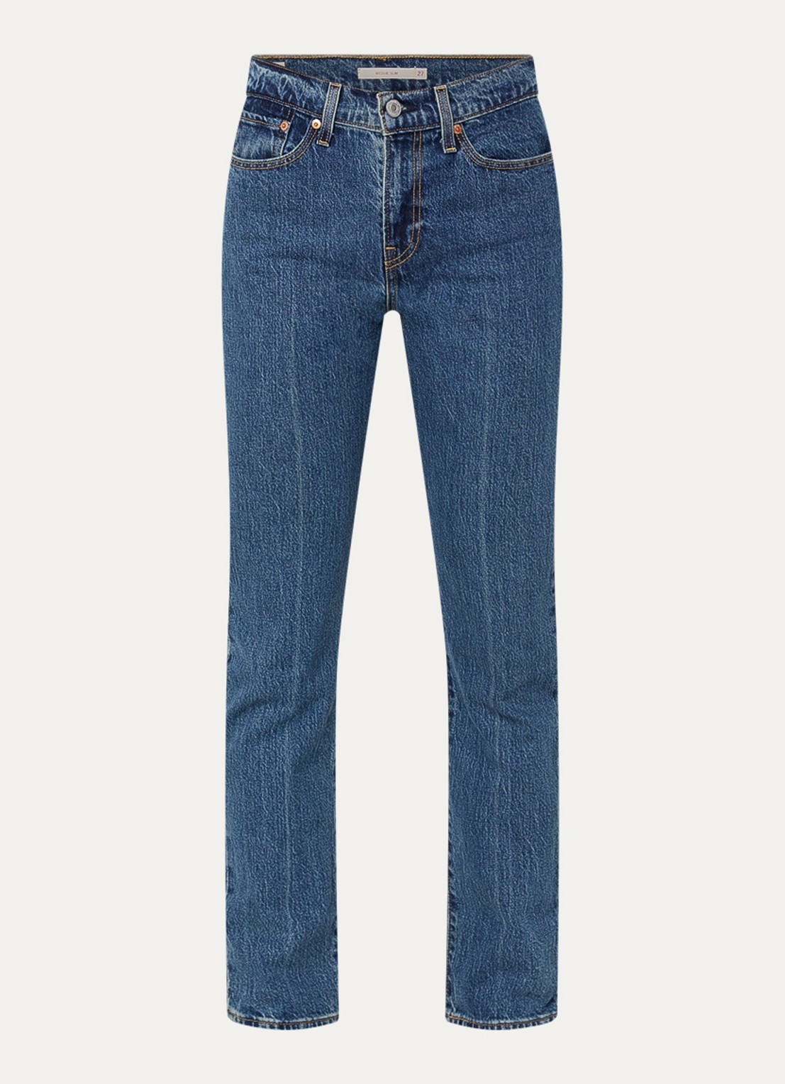 Levi's Wedgie high waist slim fit jeans met donkere wassing - voorkant 4 indigo