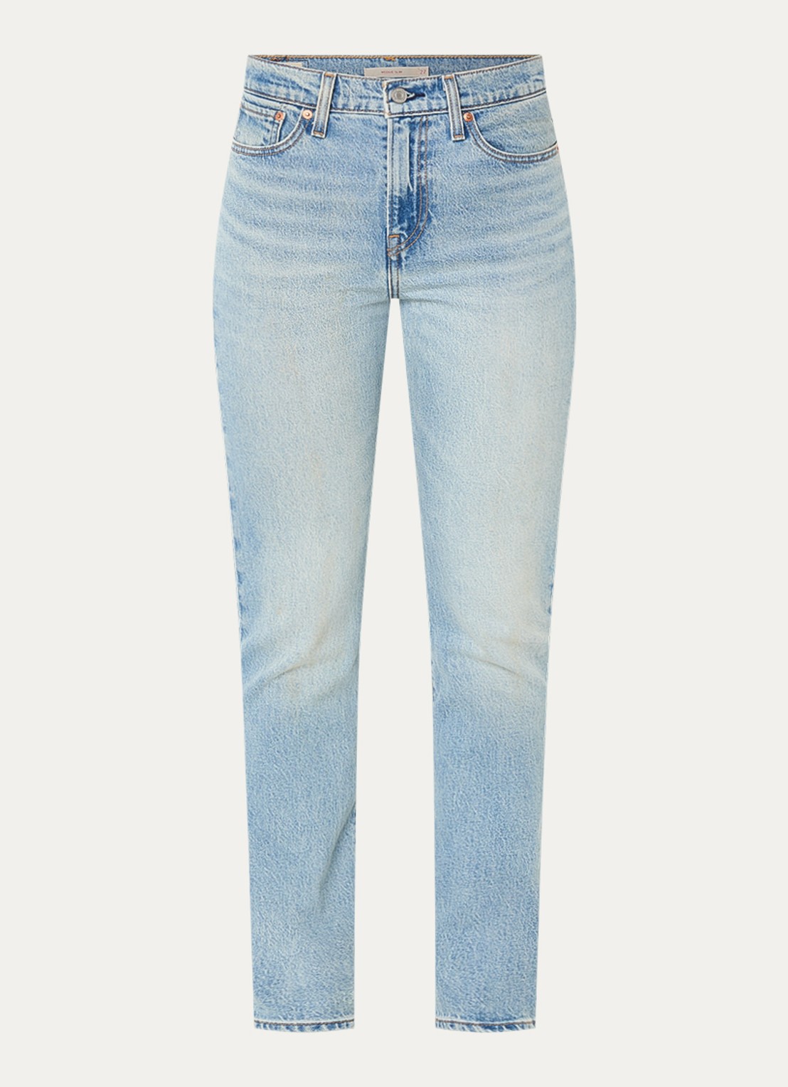 Levi's Wedgie high waist slim fit jeans met lichte wassing - voorkant 4 indigo