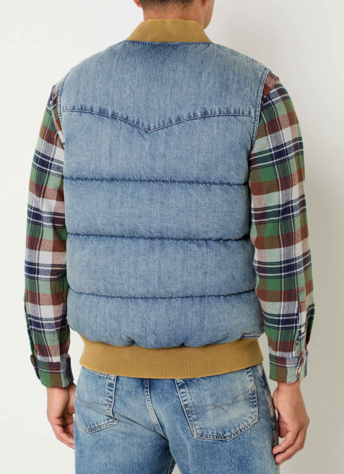 Levi's Western bodywarmer van denim met donsvulling - achterkant 4 indigo