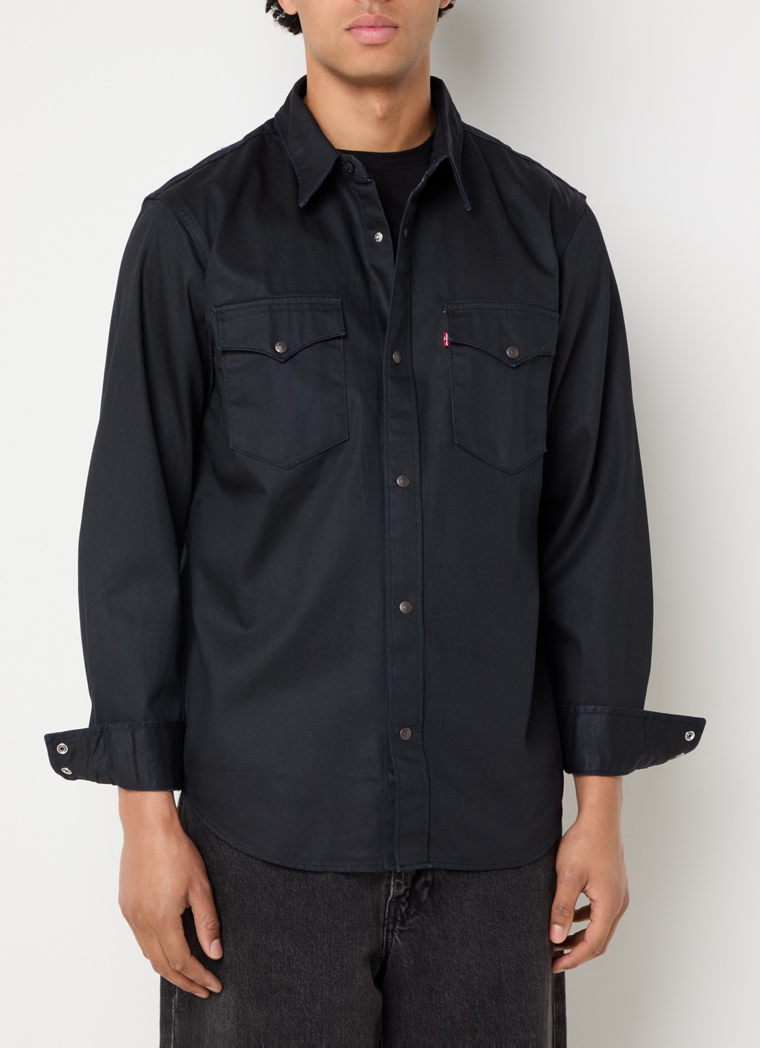 Levi's Western regular fit overhemd van denim - detail indigo