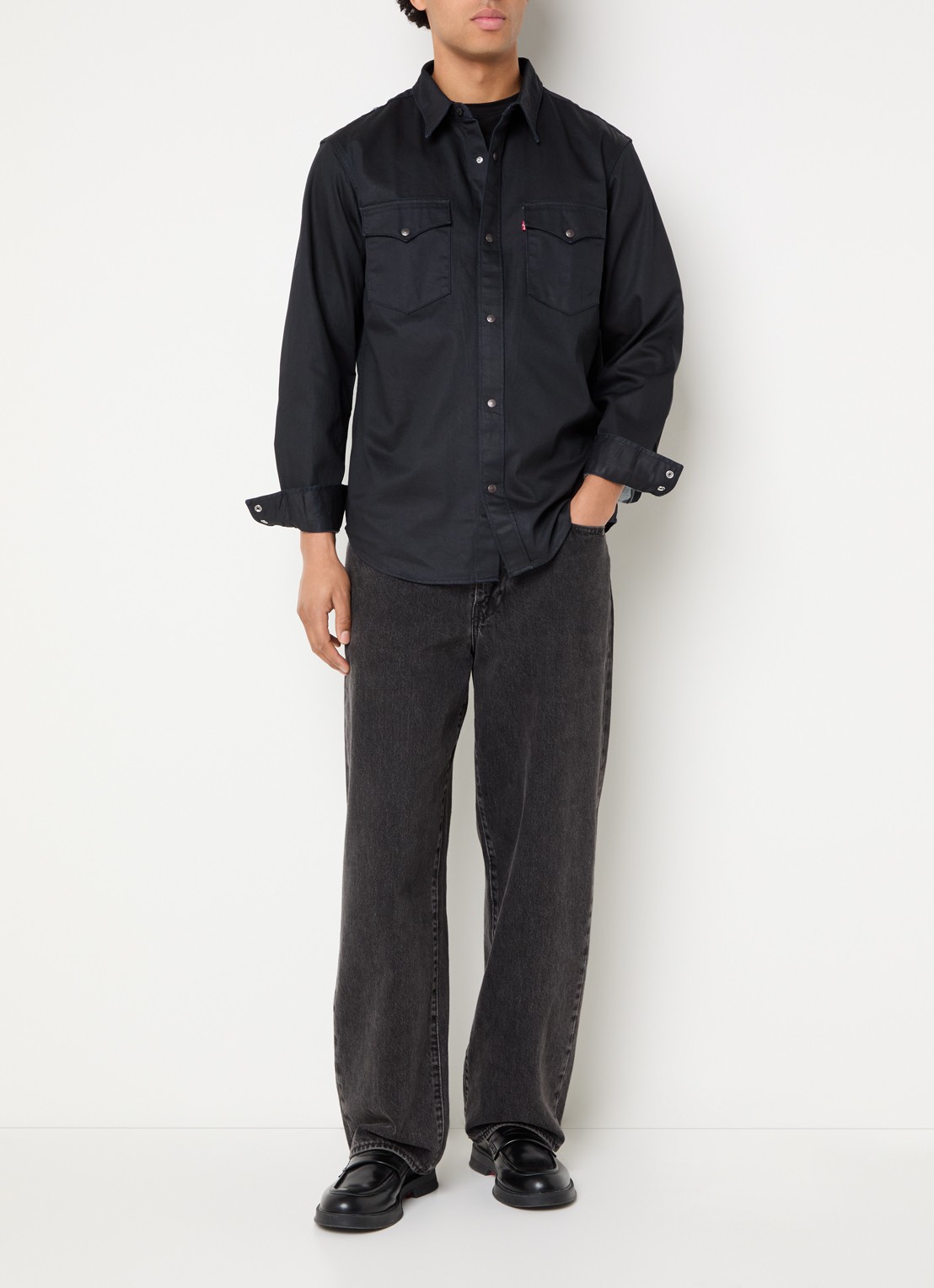 Levi's Western regular fit overhemd van denim - voorkant 3 indigo