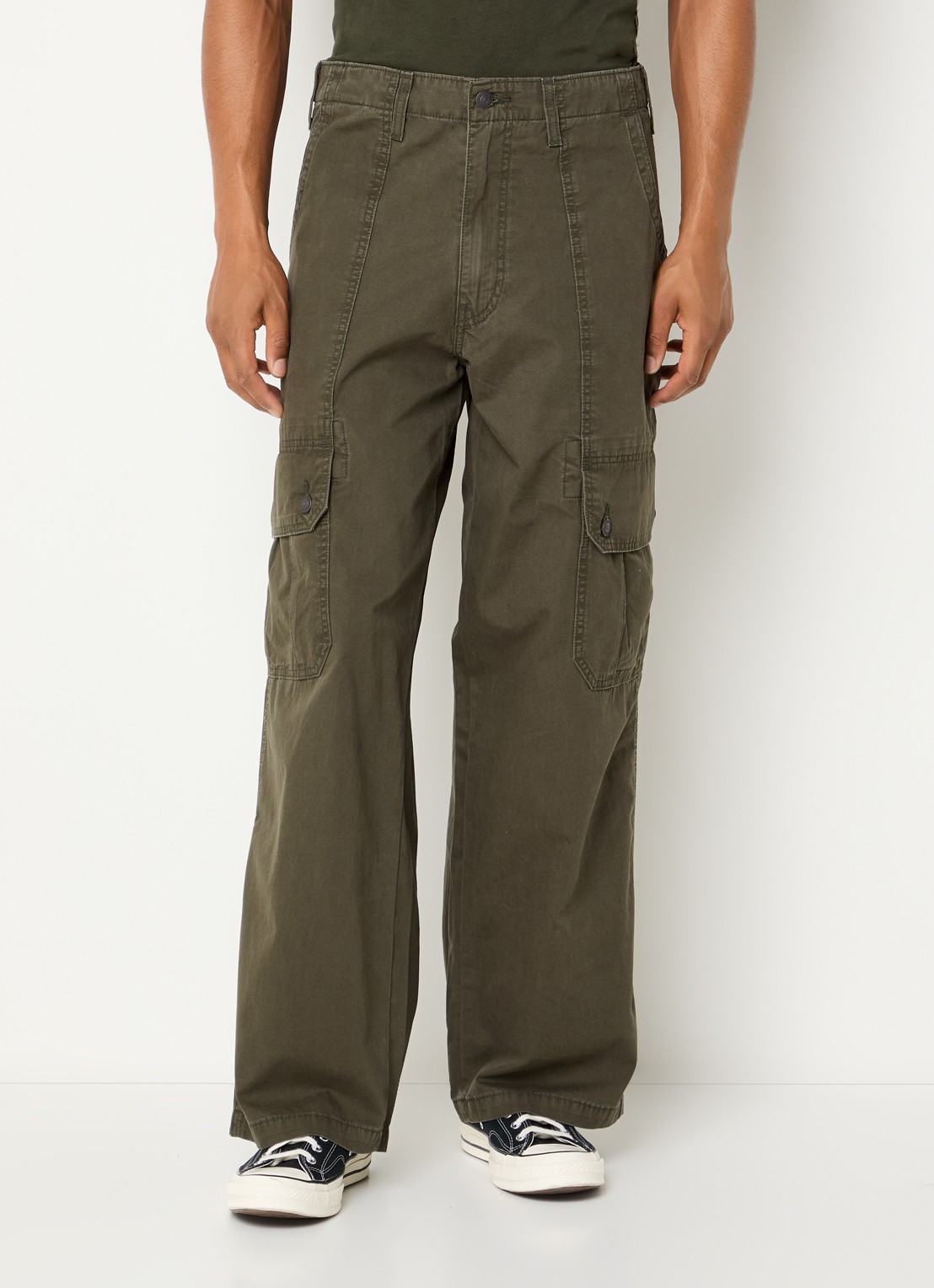 Levi's Wide fit cargobroek met steekzakken - detail 3 groen