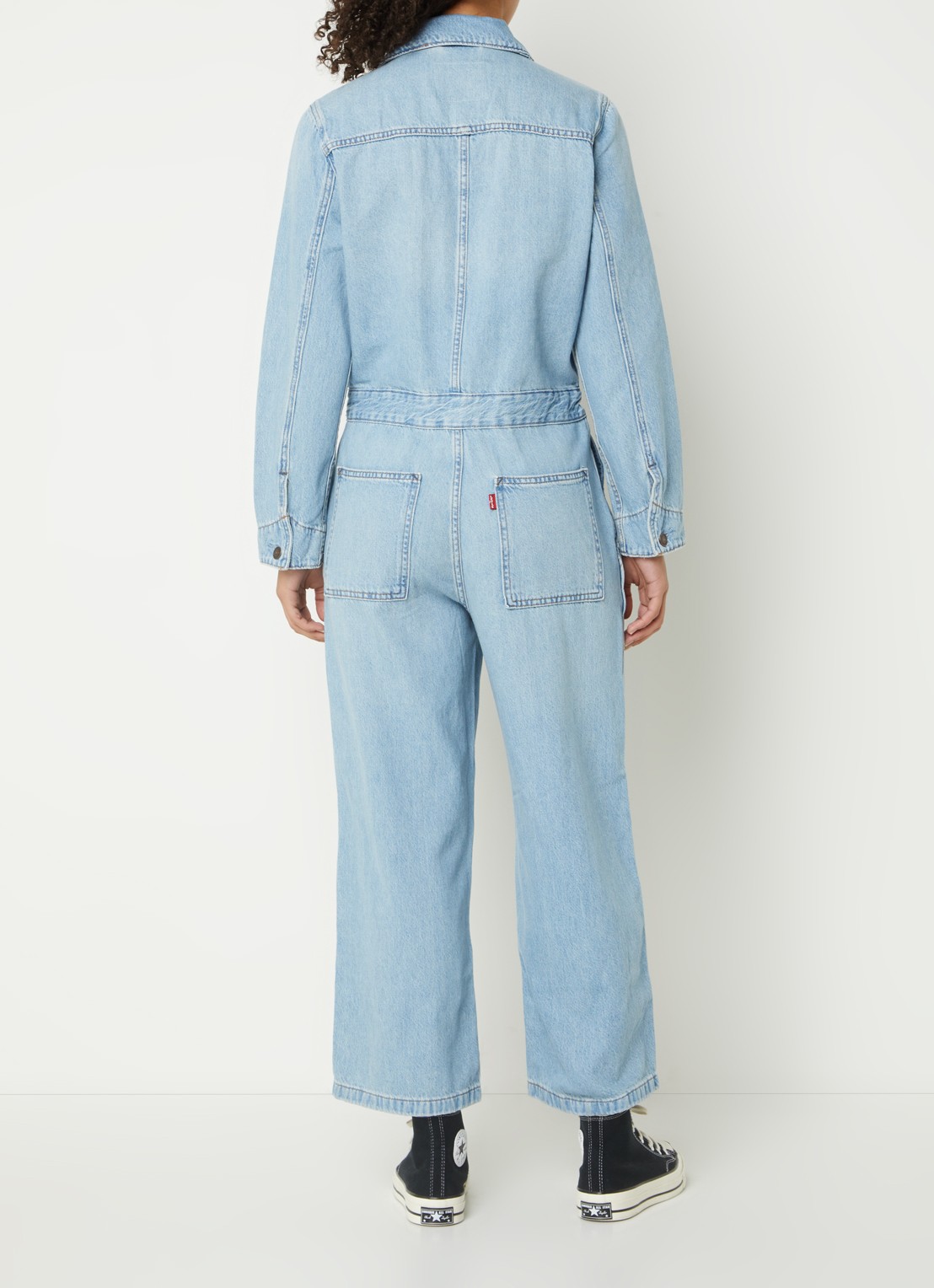 Levi's Wide fit cropped tuinbroek van denim - achterkant indigo