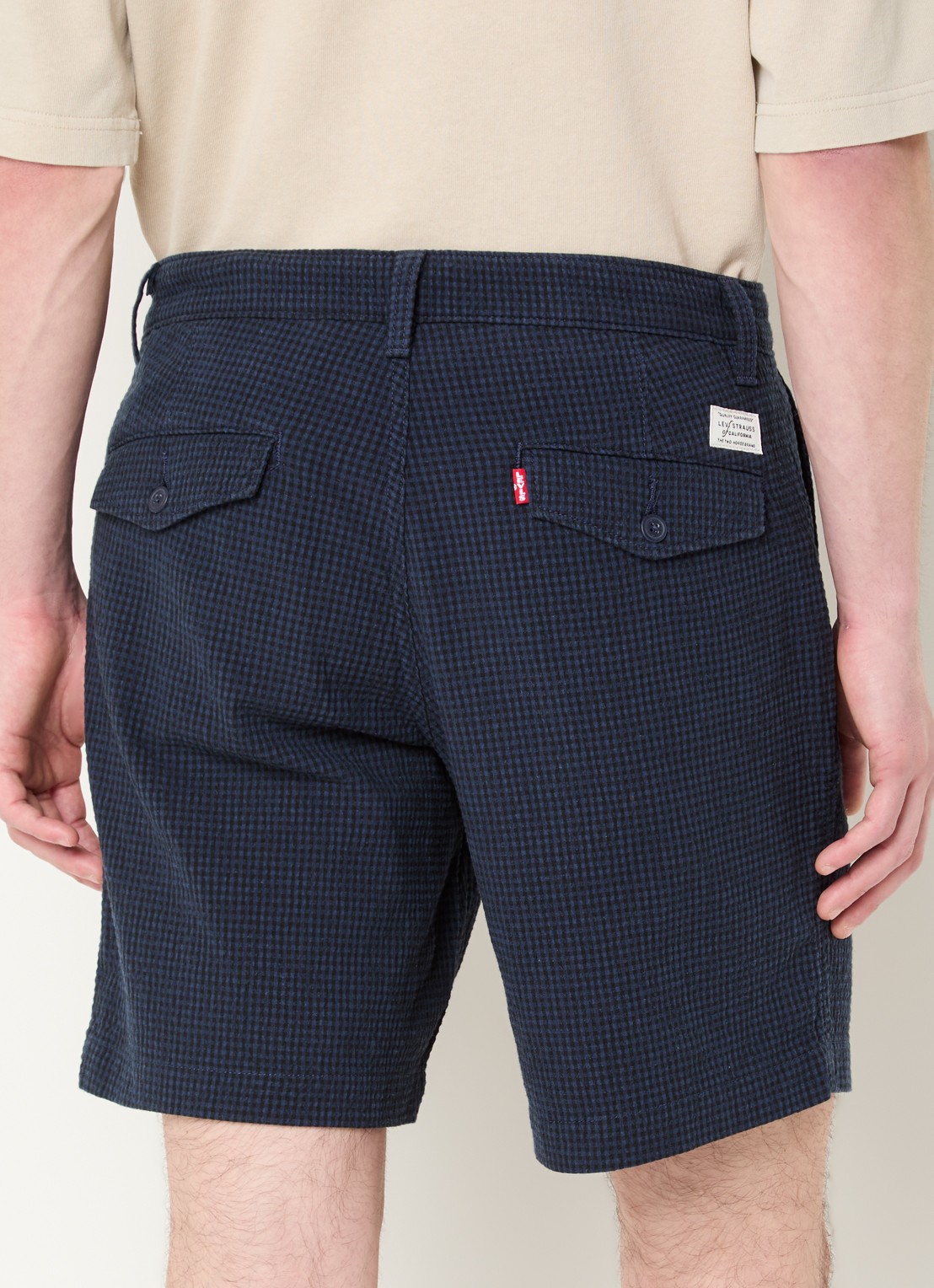 Levi's Wide fit korte broek met ruitdessin - achterkant 3 donkerblauw