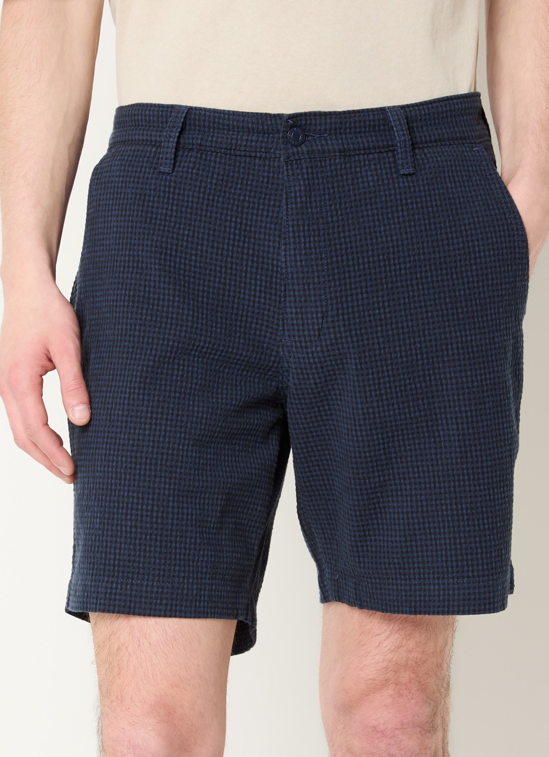 Levi's Wide fit korte broek met ruitdessin - detail 4 donkerblauw