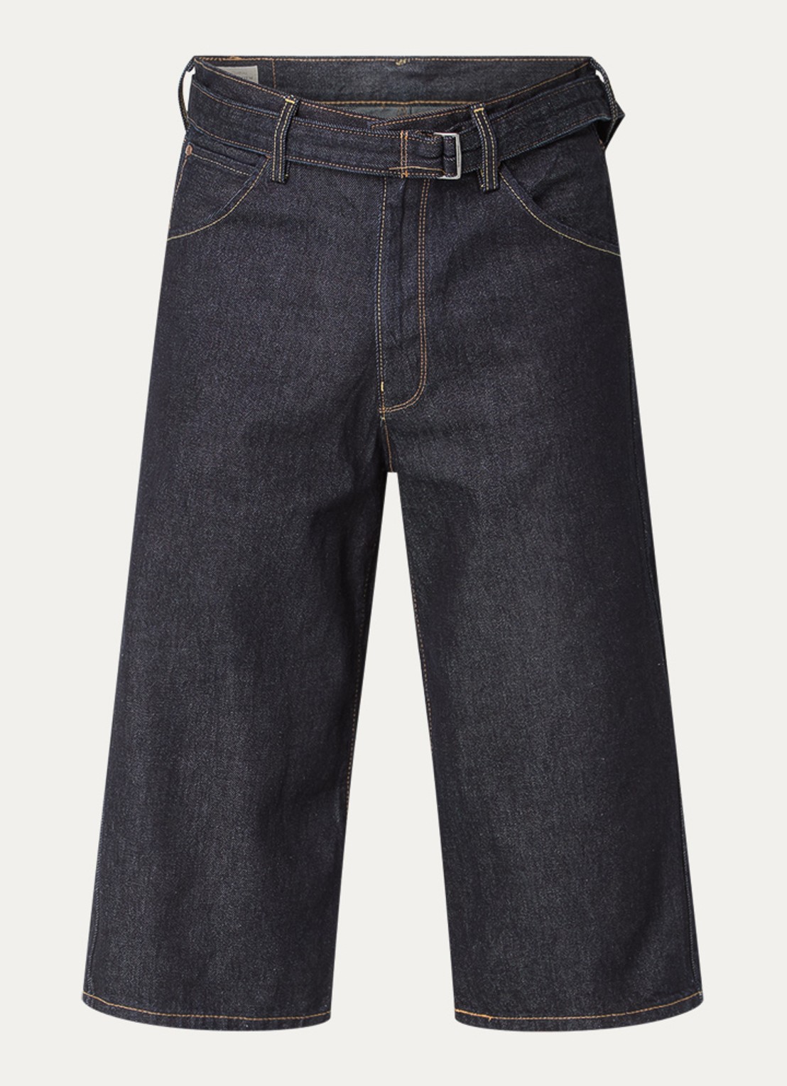 Levi's Wide fit korte broek van denim met donkere wassing en ceintuur - voorkant 2 indigo