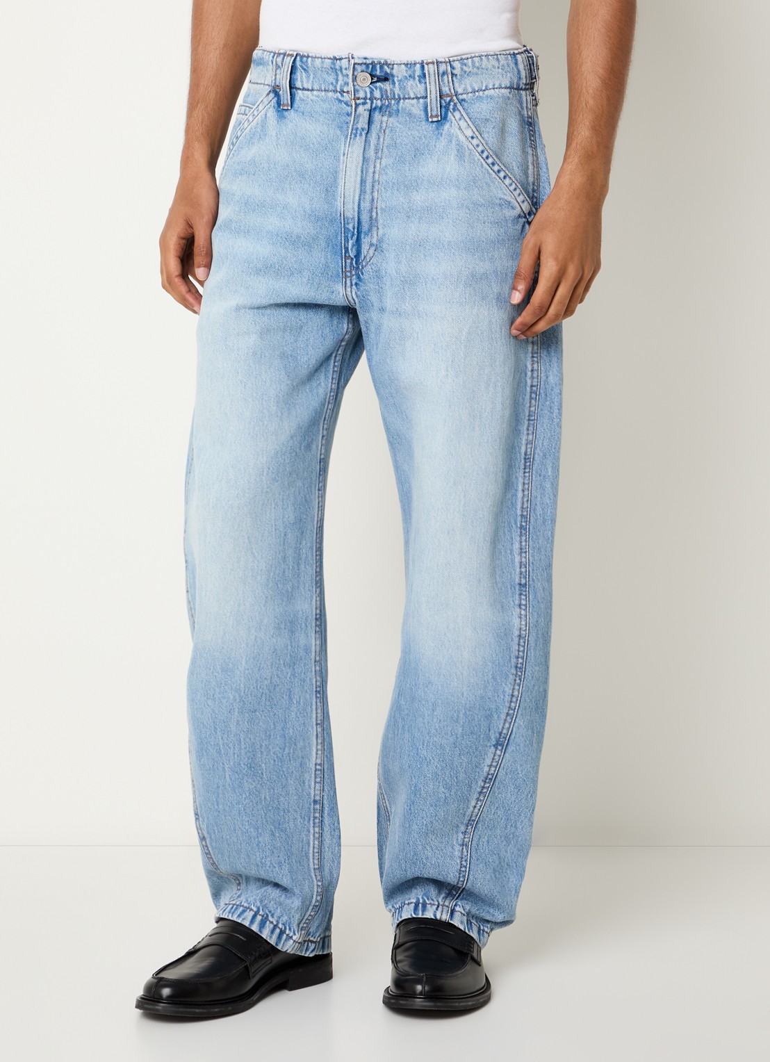 Levi's Wide leg jeans met lichte wassing en steekzakken - detail 4 blauwgrijs