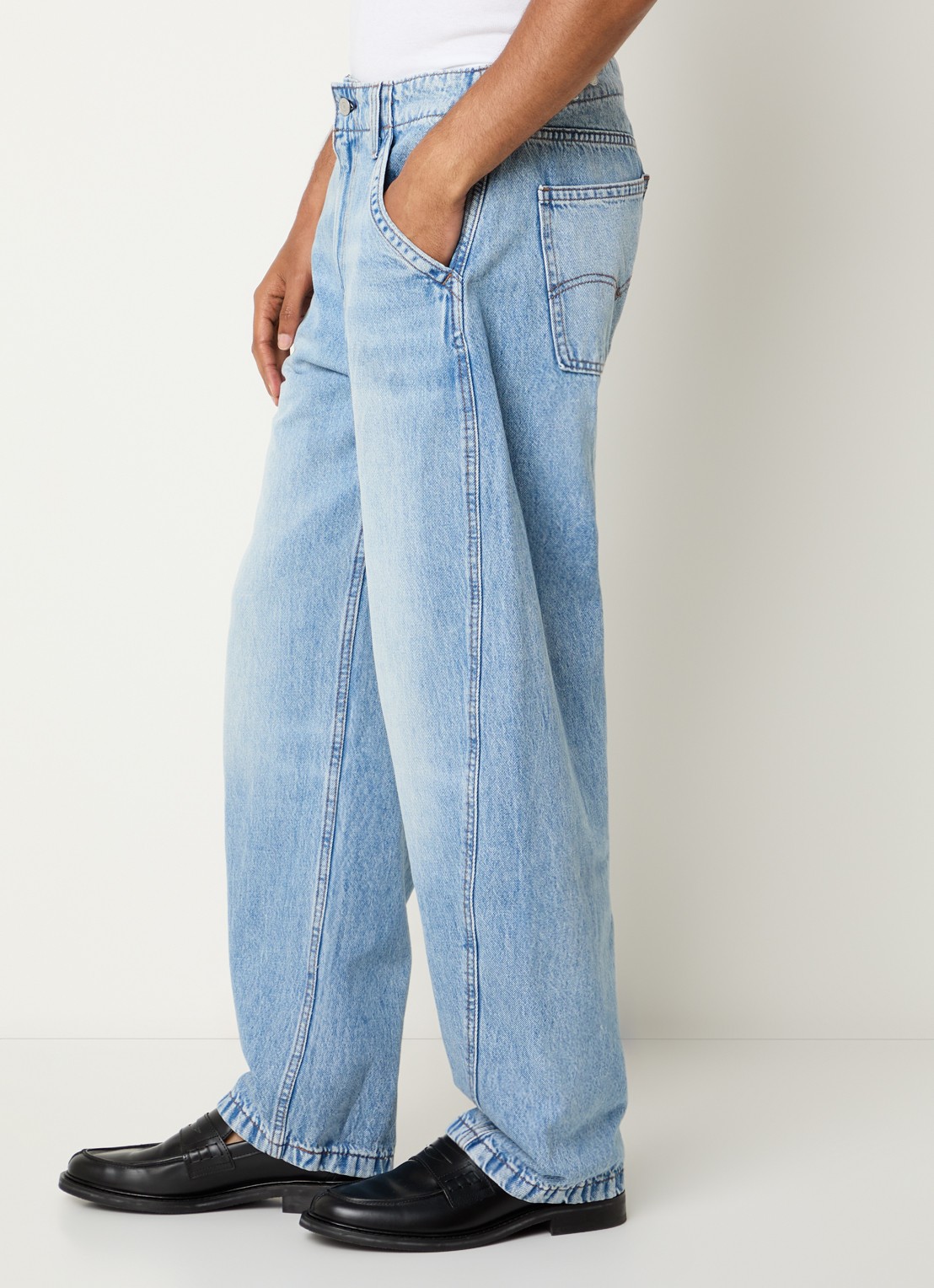 Levi's Wide leg jeans met lichte wassing en steekzakken - detail 5 blauwgrijs