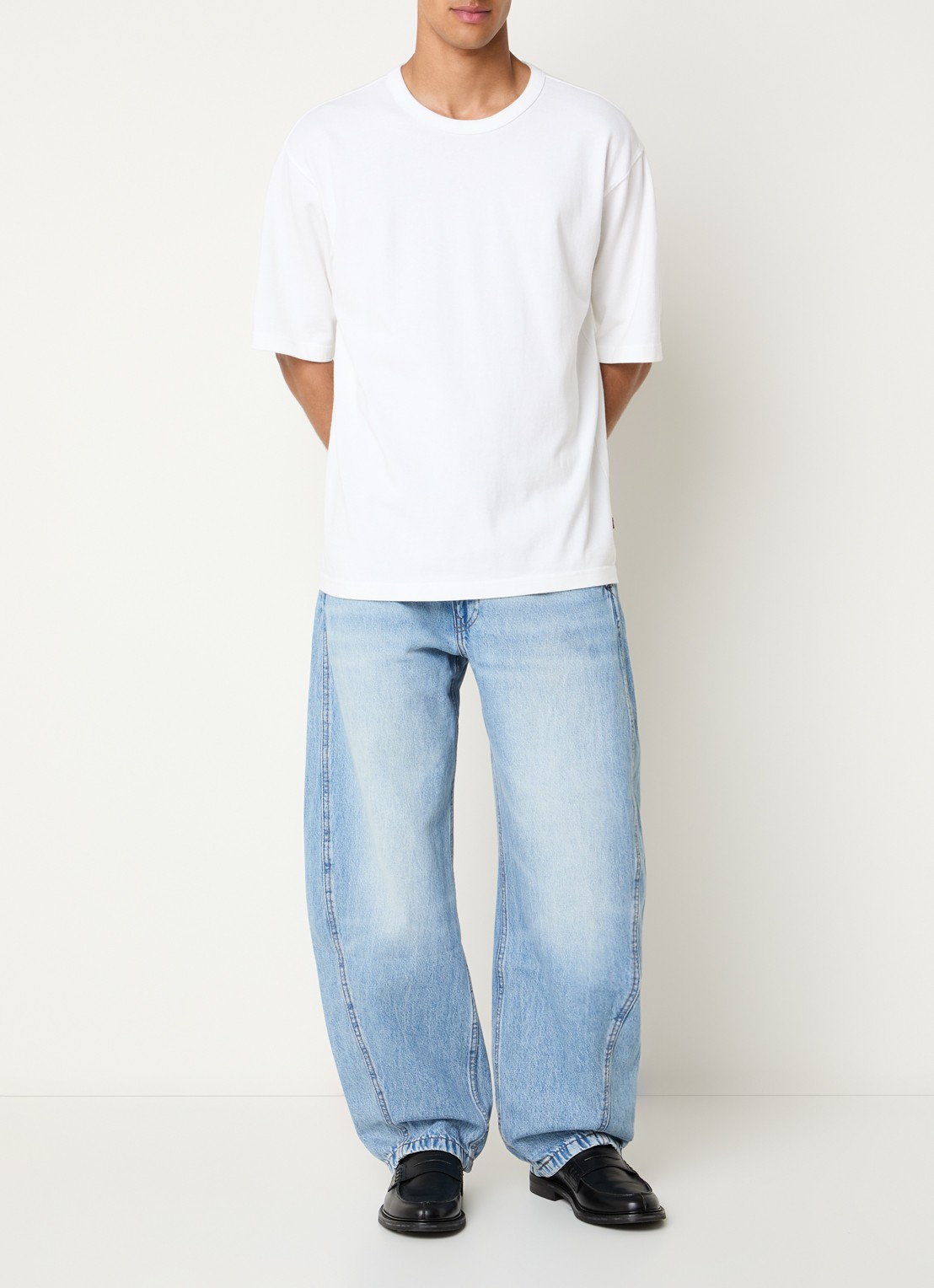 Levi's Wide leg jeans met lichte wassing en steekzakken - voorkant 2 blauwgrijs