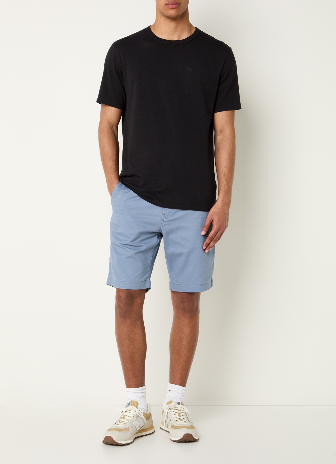 Levi's XX Chino korte broek in linneblend - voorkant 2 blauwgrijs