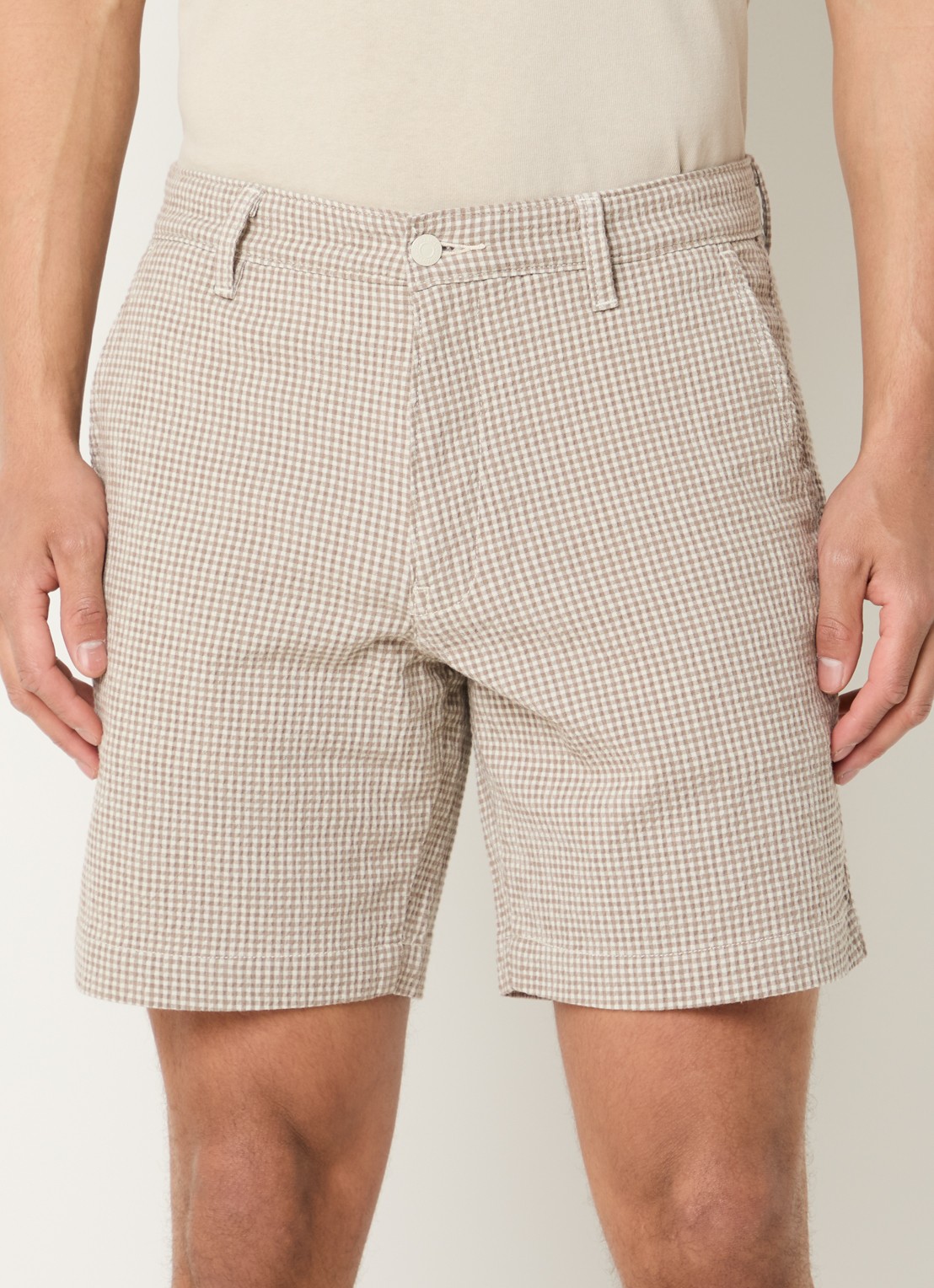 Levi's XX straight fit korte broek met ruitdessin - detail 3 beige