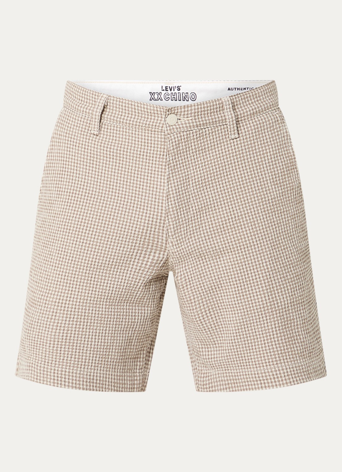 Levi's XX straight fit korte broek met ruitdessin - voorkant beige