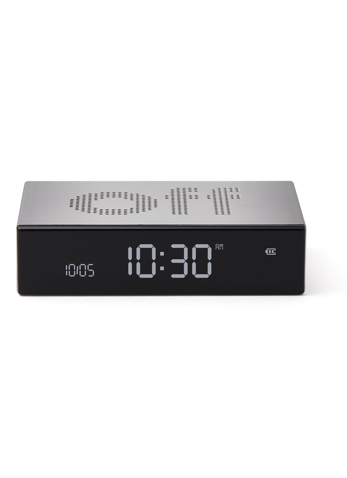 Lexon Flip Premium digitale wekker - voorkant 2 zilver