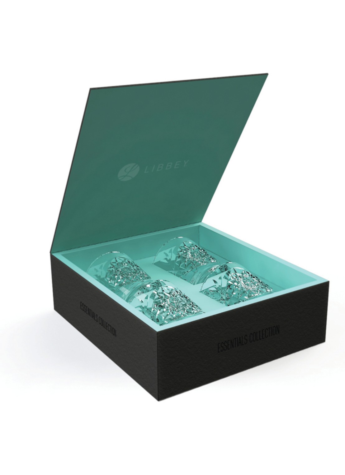 Libbey Hobstar Tumbler glas 35 cl set van 4 in geschenkverpakking - voorkant 3 transparant