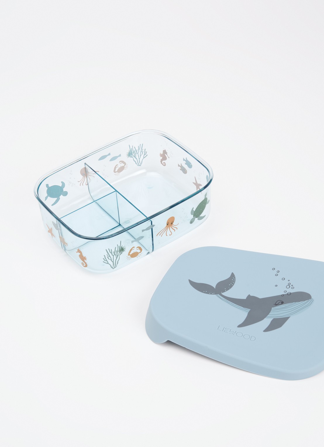 Liewood Gro Classic Dot babynest van biologisch katoen - voorkant 2 staalblauw