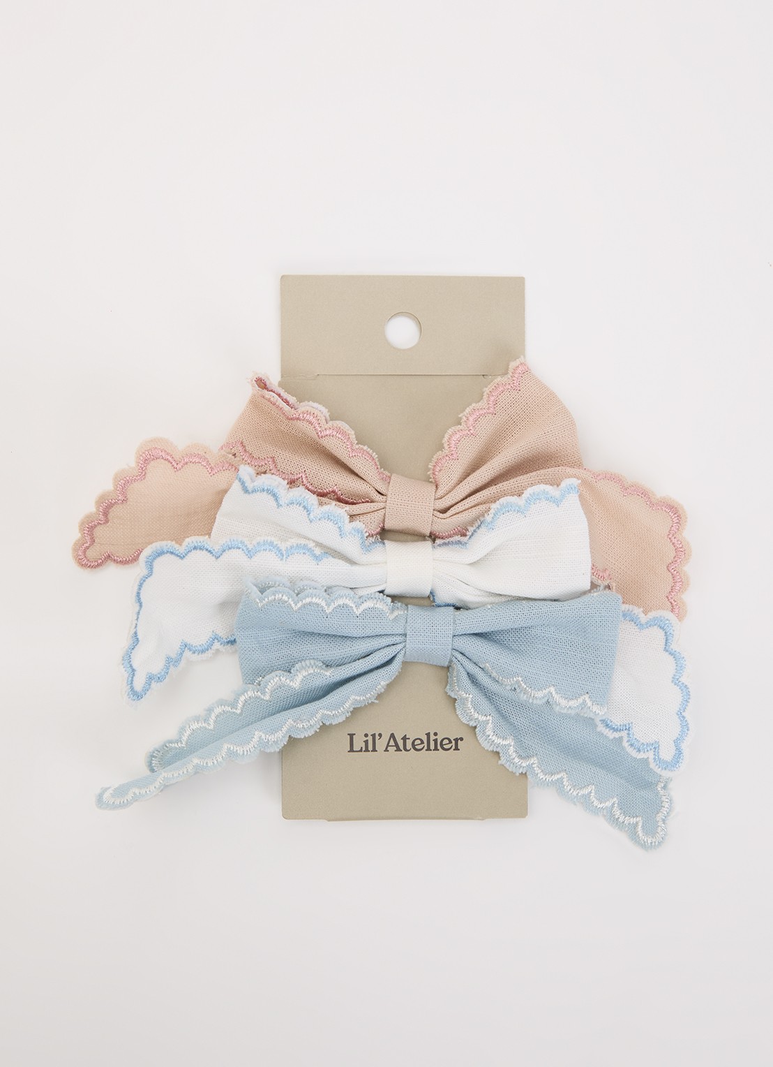 Lil 'Atelier Jarper haarclip met strik set van 3 - voorkant wit