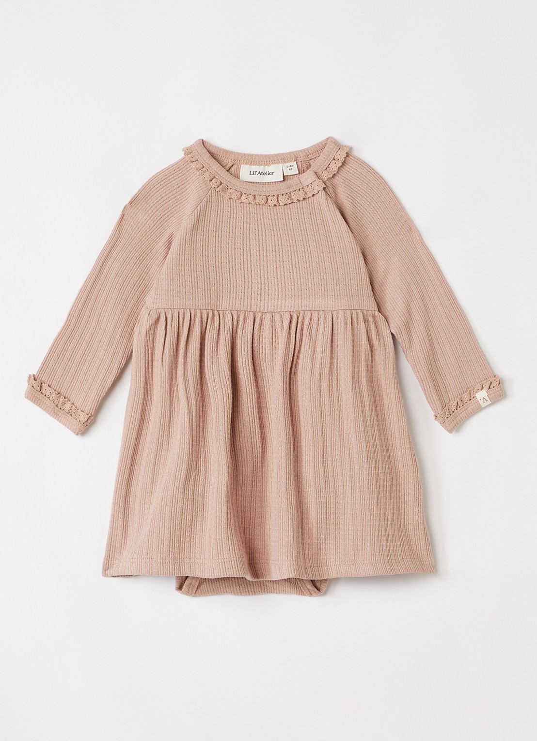 Lil 'Atelier NBFBabette jurk met ronde hals - voorkant 2 oudroze