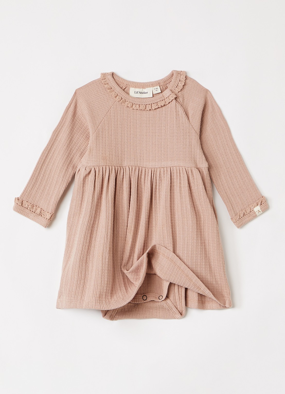 Lil 'Atelier NBFBabette jurk met ronde hals - voorkant 3 oudroze