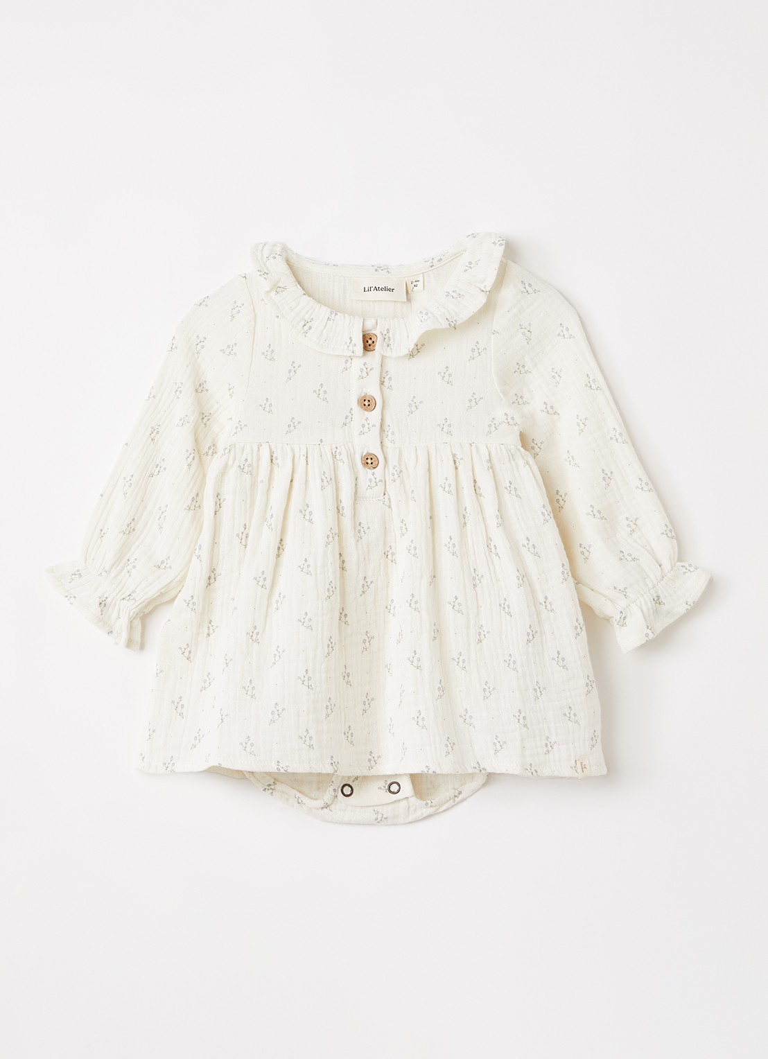 Lil 'Atelier NBFBalia tuniekjurk met bloemenprint - voorkant 3 gebroken wit