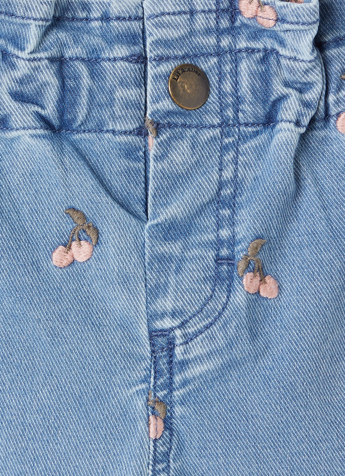 Lil 'Atelier NBFDeva loose fit jeans met borduring - detail indigo