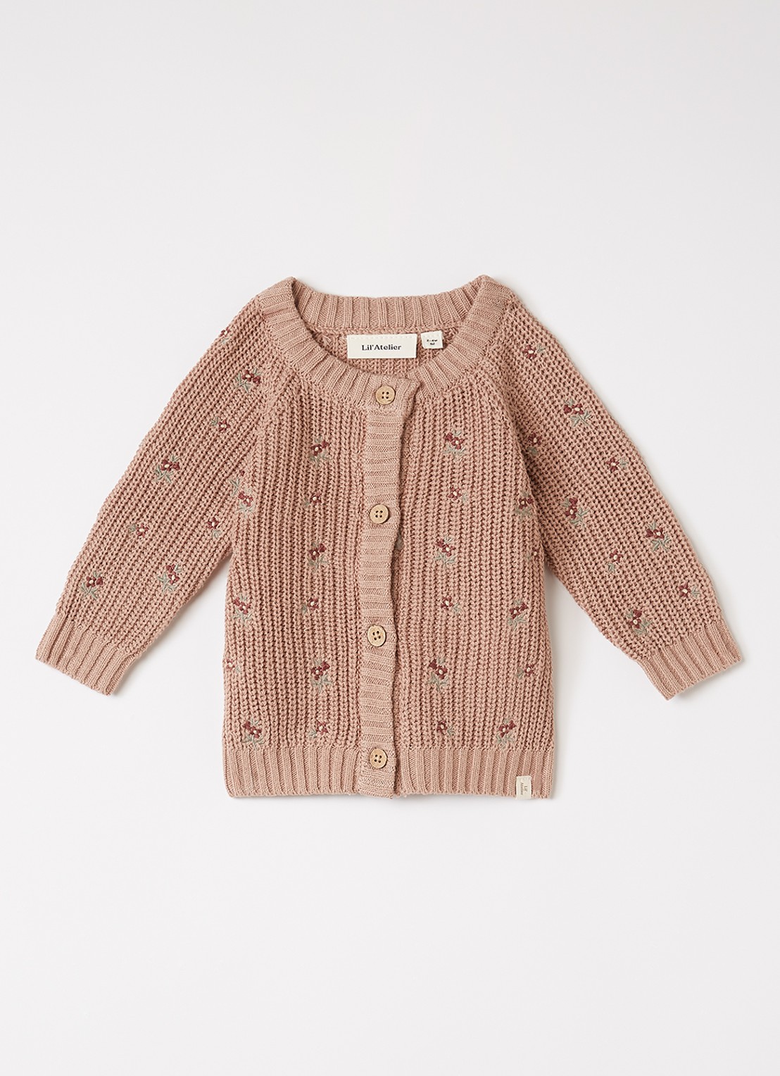 Lil 'Atelier NBFEmlen grofgebreid vest met borduring - voorkant 2 roestbruin