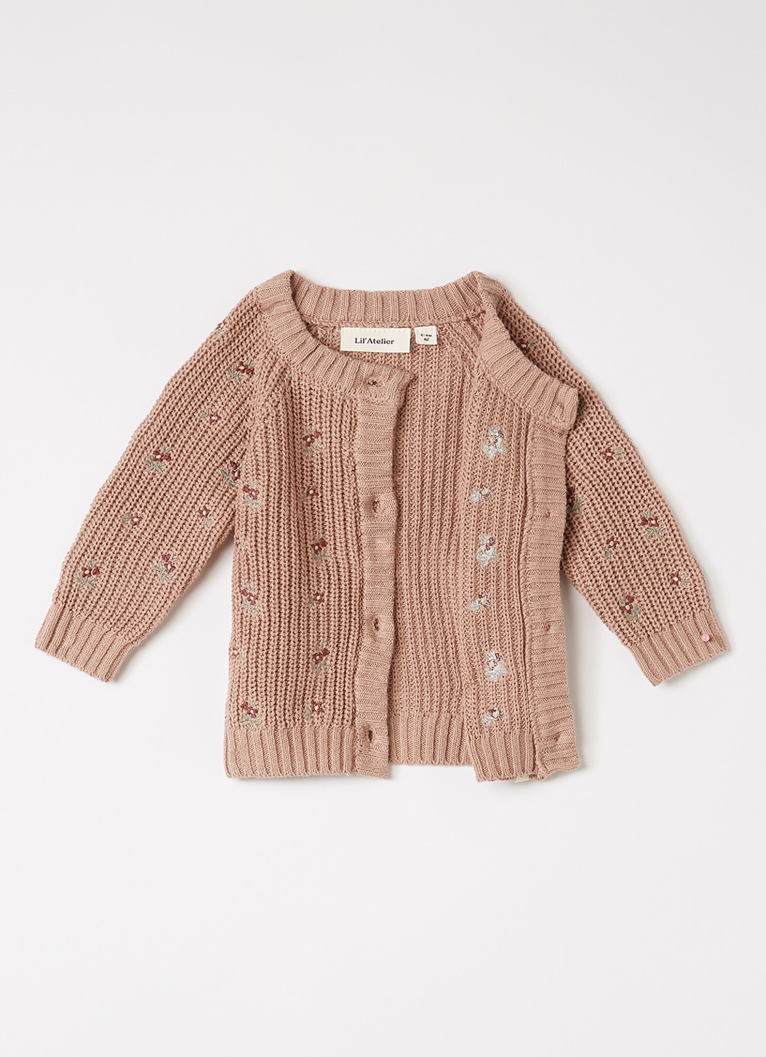 Lil 'Atelier NBFEmlen grofgebreid vest met borduring - voorkant 3 roestbruin