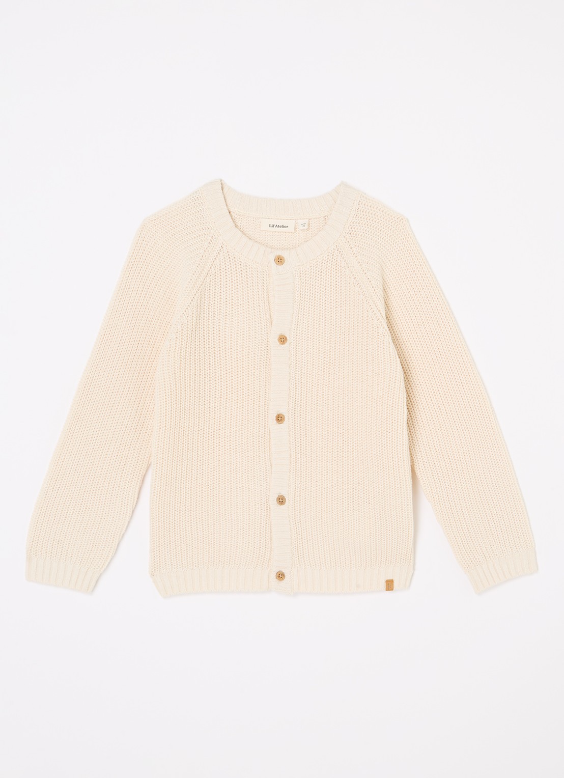 Lil 'Atelier NBFEmlen grofgebreid vest van  katoen - voorkant creme