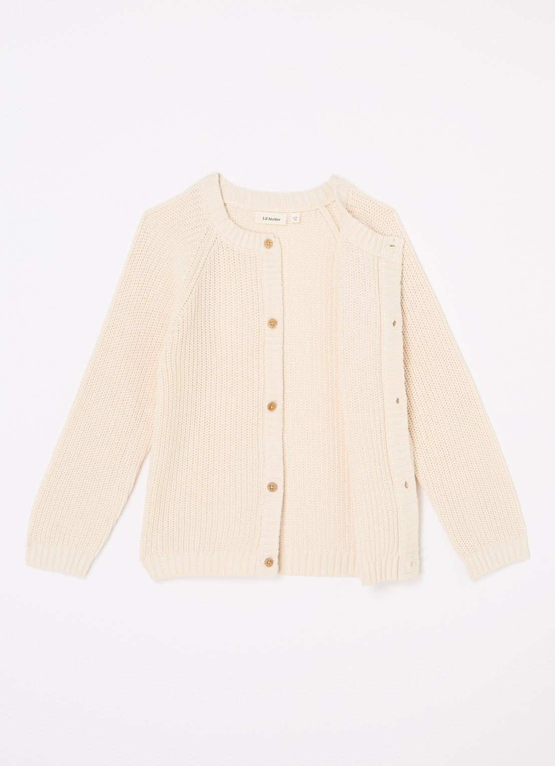 Lil 'Atelier NBFEmlen grofgebreid vest van  katoen - voorkant 2 creme