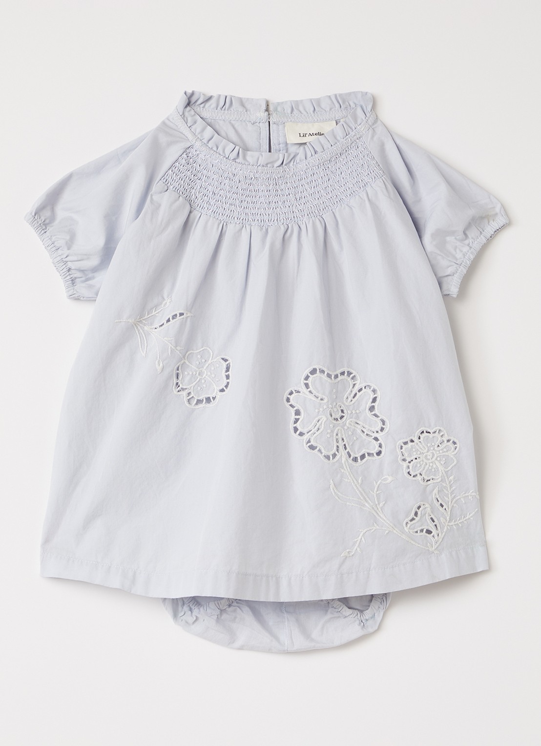Lil 'Atelier NBFFAustine jurk met broderie - voorkant 2 lichtgrijs