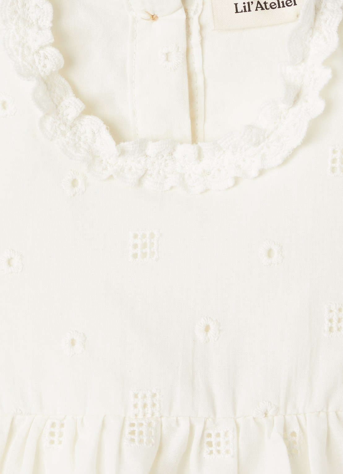 Lil 'Atelier NBFFlores tuniekjurk met broderie - detail 4 gebroken wit