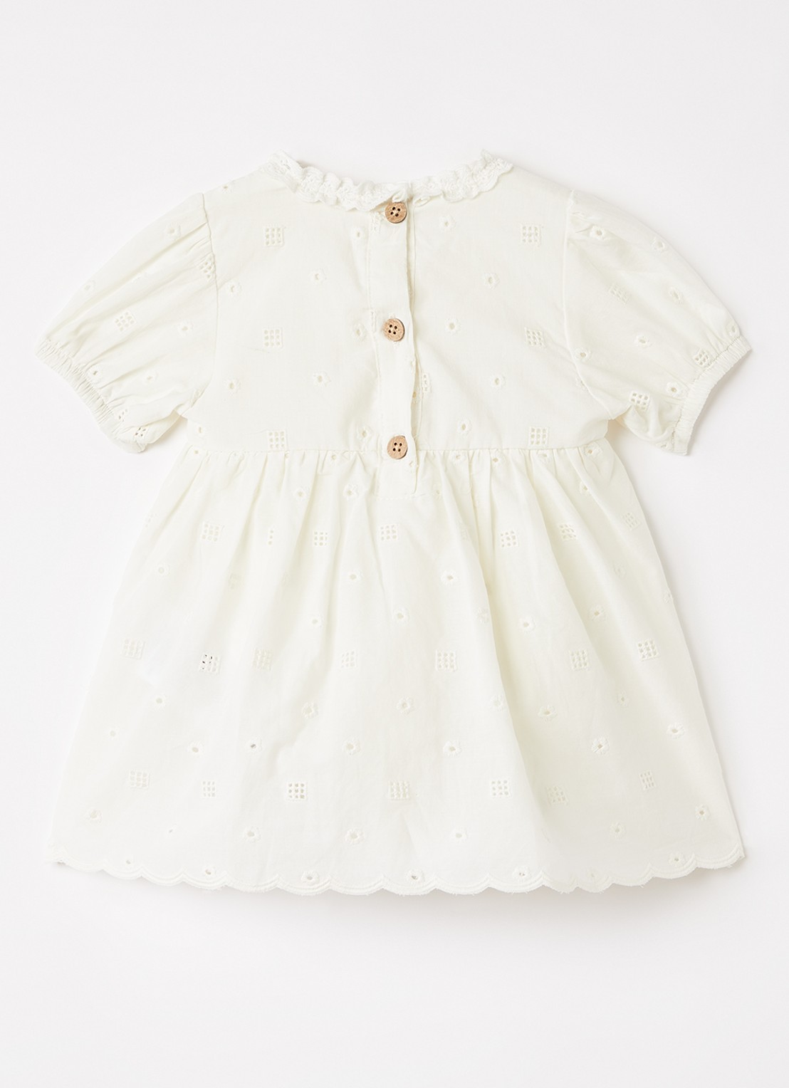 Lil 'Atelier NBFFlores tuniekjurk met broderie - voorkant 2 gebroken wit