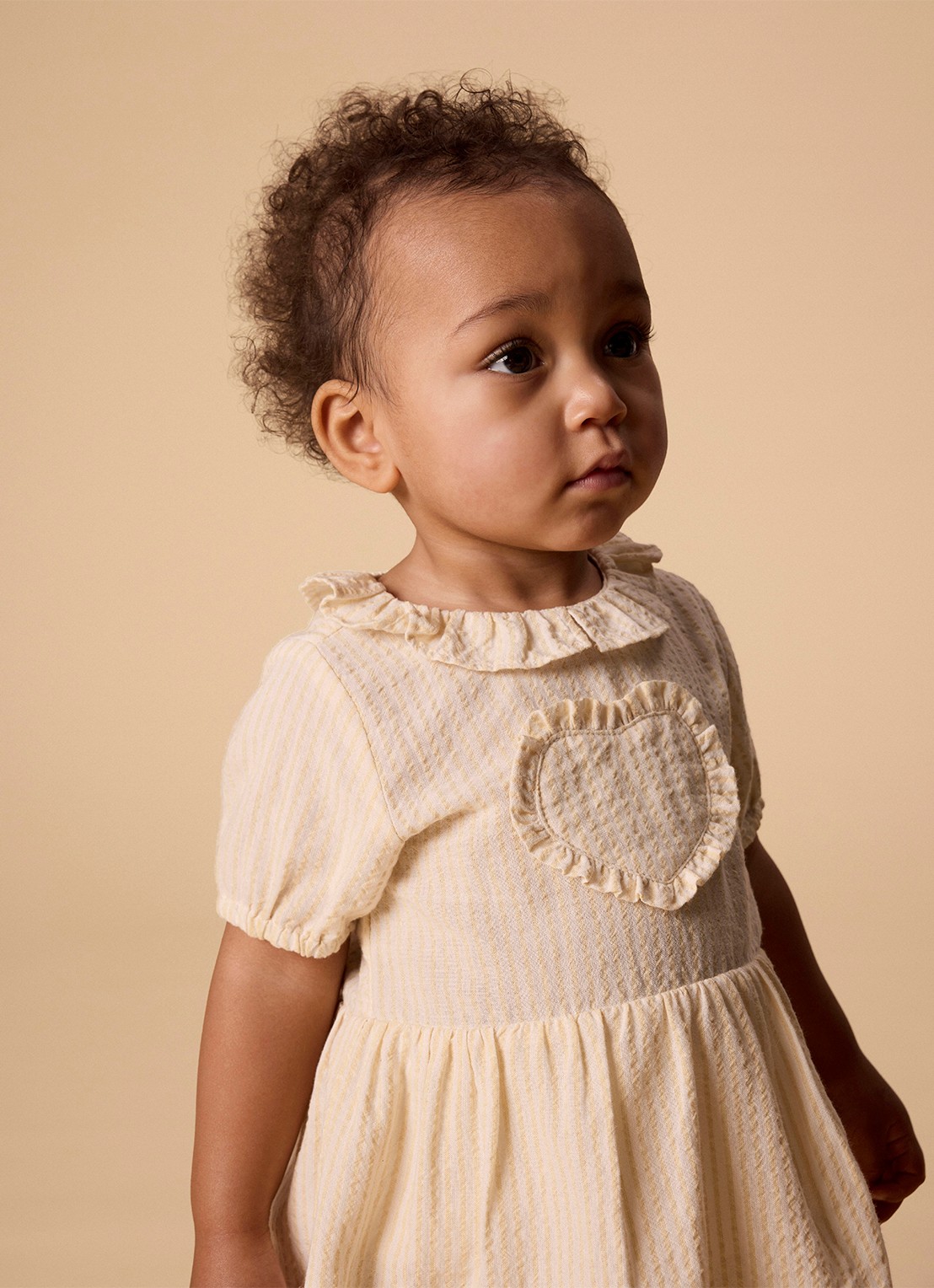 Lil 'Atelier NBFFolly jurk met streepprint - detail 4 beige