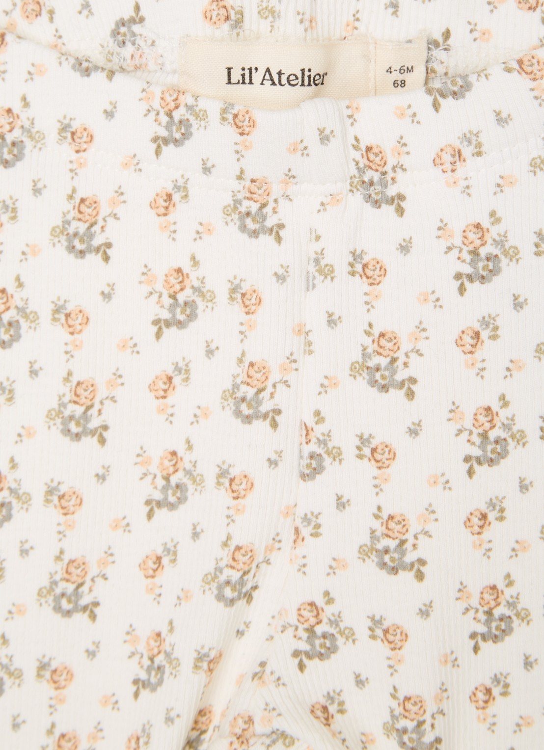 Lil 'Atelier NBFGago ribgebreide legging in  katoenblend - detail gebroken wit