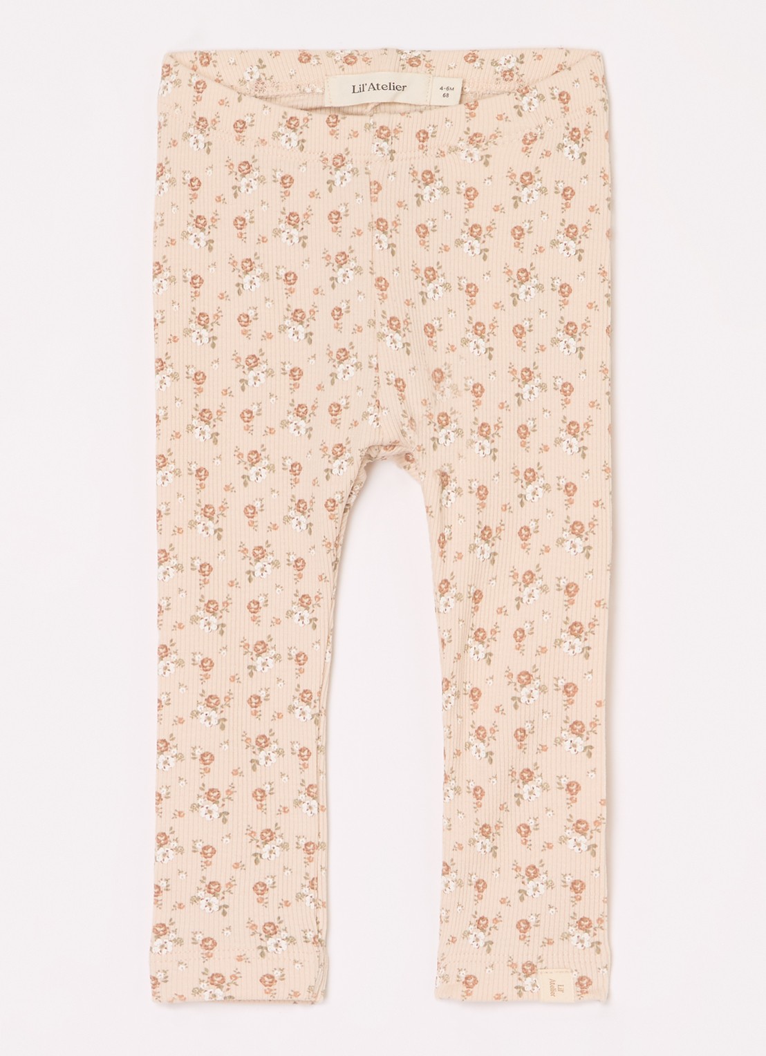Lil 'Atelier NBFGago ribgebreide legging in  katoenblend - voorkant lichtroze