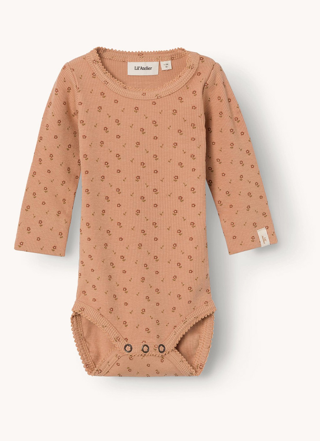 Lil 'Atelier NBFGago ribgebreide romper in  katoenblend - voorkant 3 zand