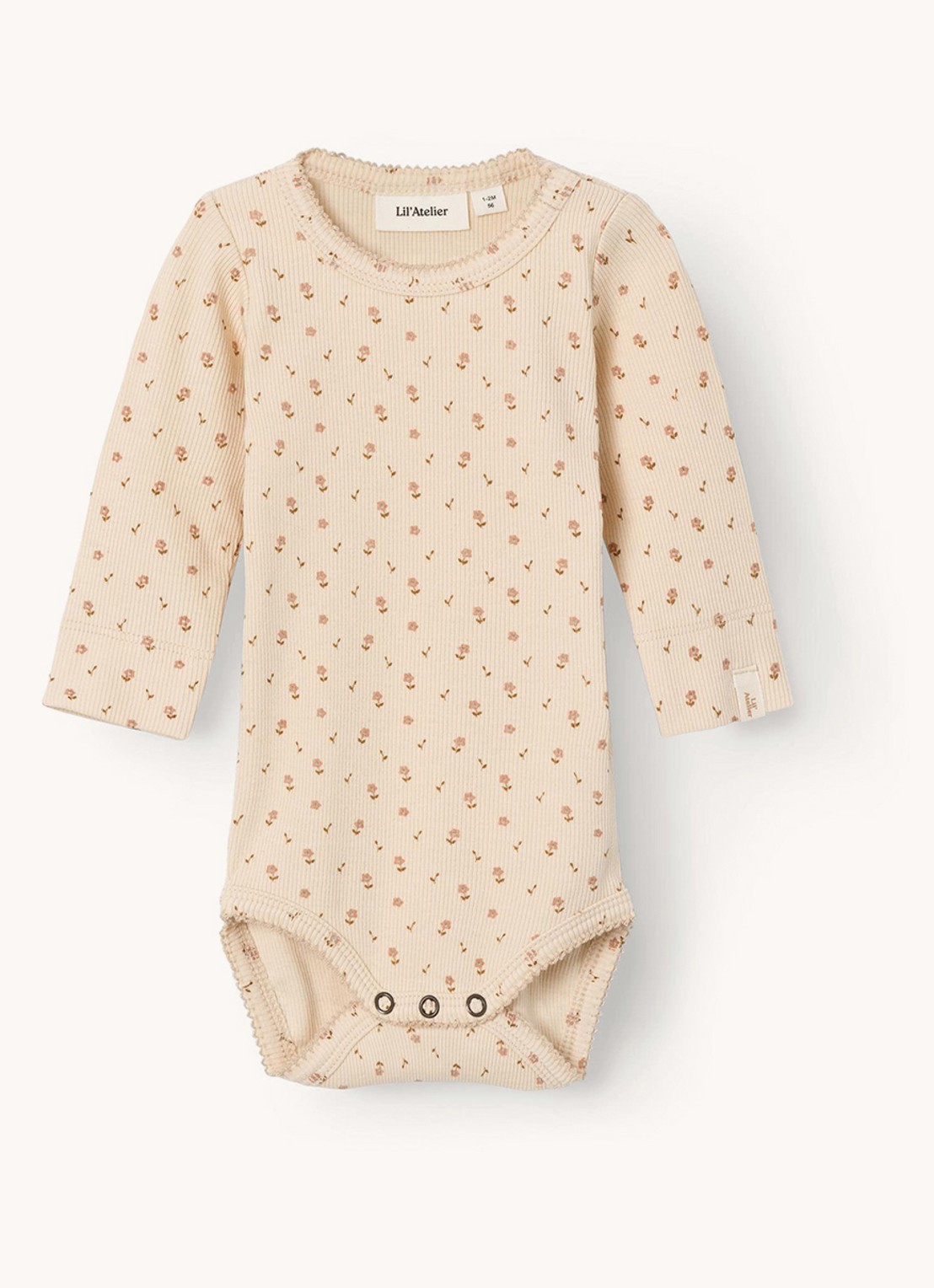 Lil 'Atelier NBFGago ribgebreide romper in  katoenblend - voorkant 2 creme