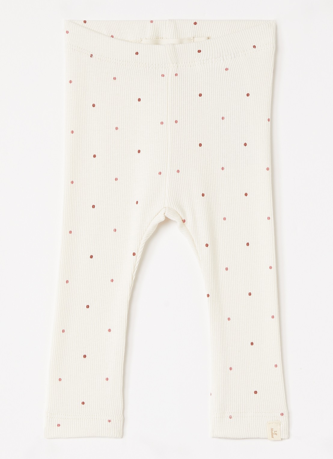 Lil 'Atelier NBFGago slim fit legging met stippenprint - voorkant 2 ivoor