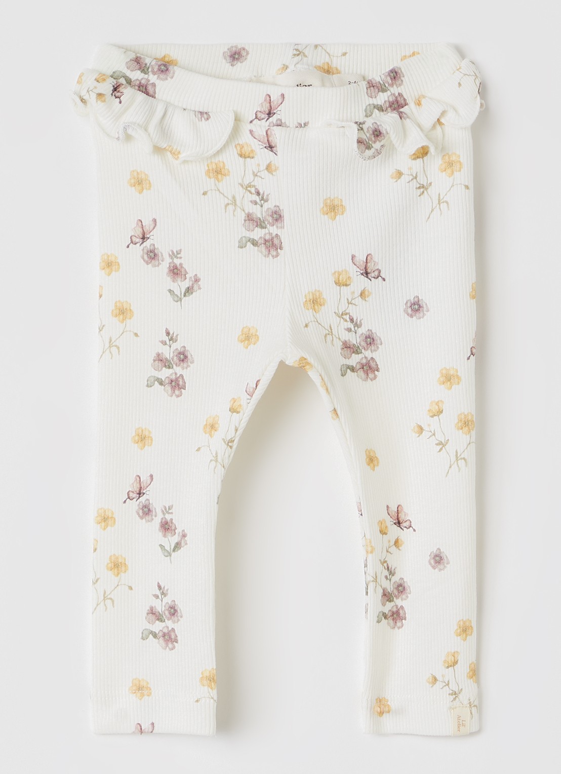 Lil 'Atelier NBFGavo legging met bloemenprint - voorkant 2 gebroken wit