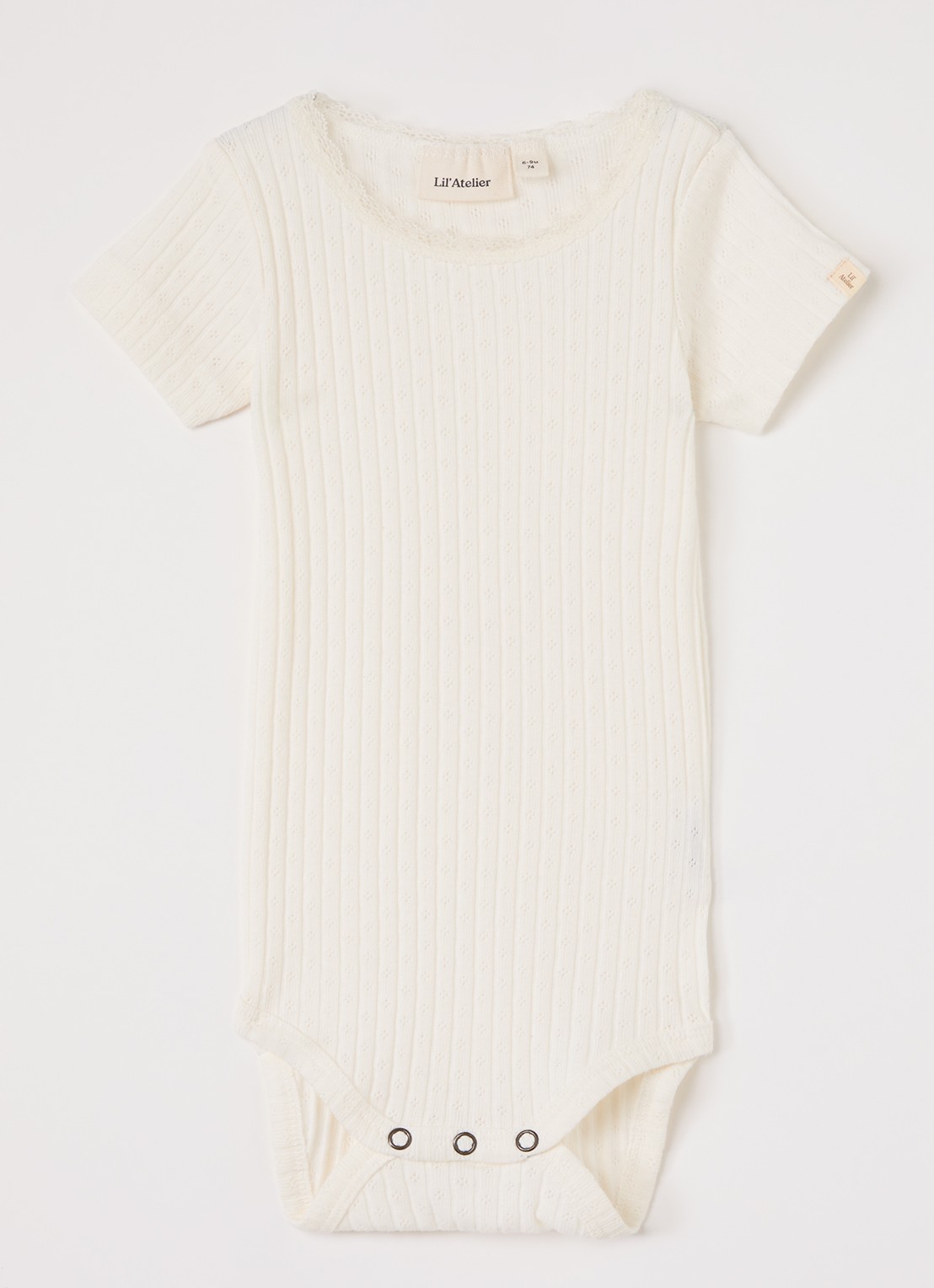 Lil 'Atelier NBFHaldis romper met ribstructuur - voorkant ivoor