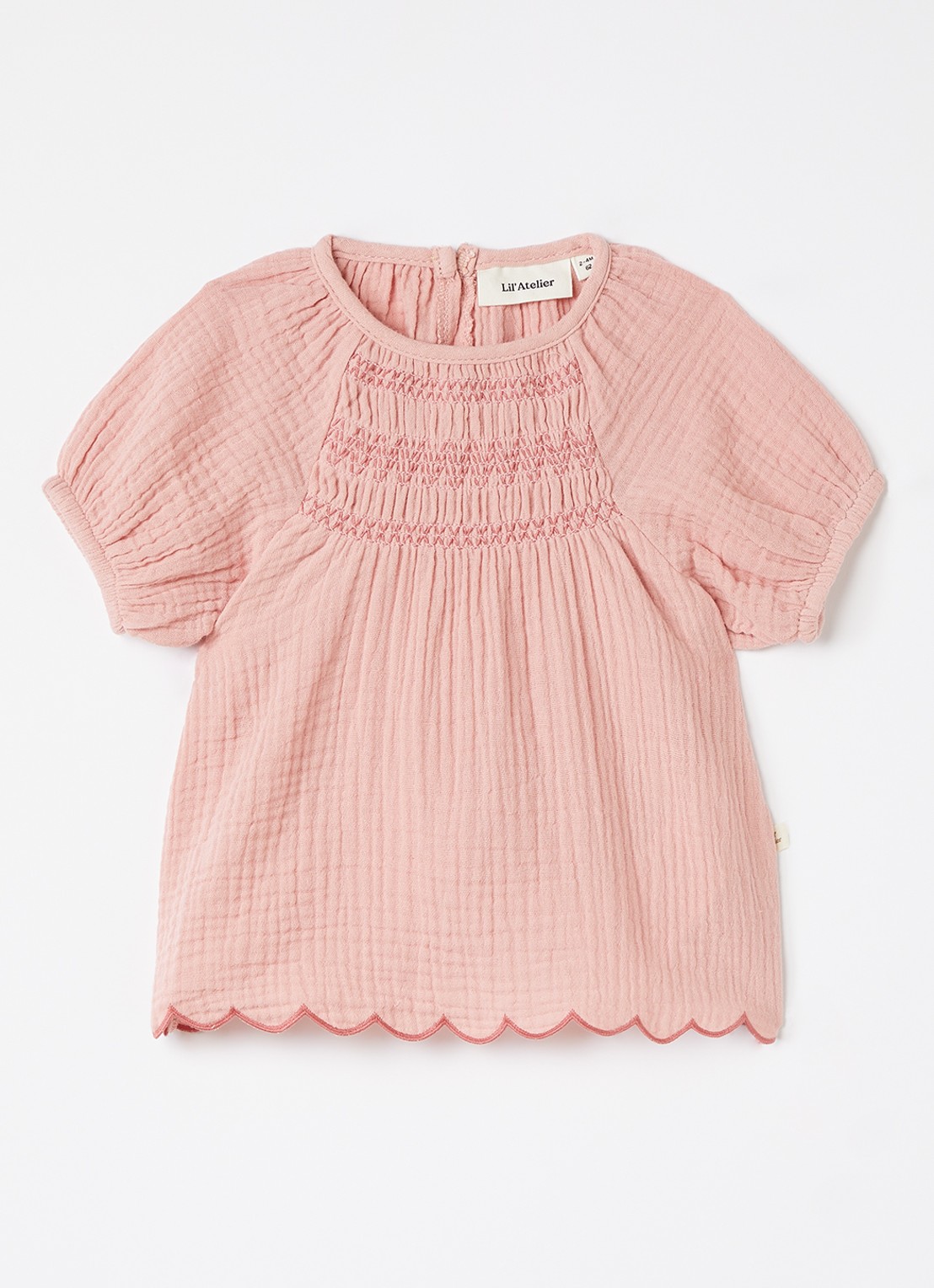 Lil 'Atelier NBFHiba top met smockwerk - voorkant roze