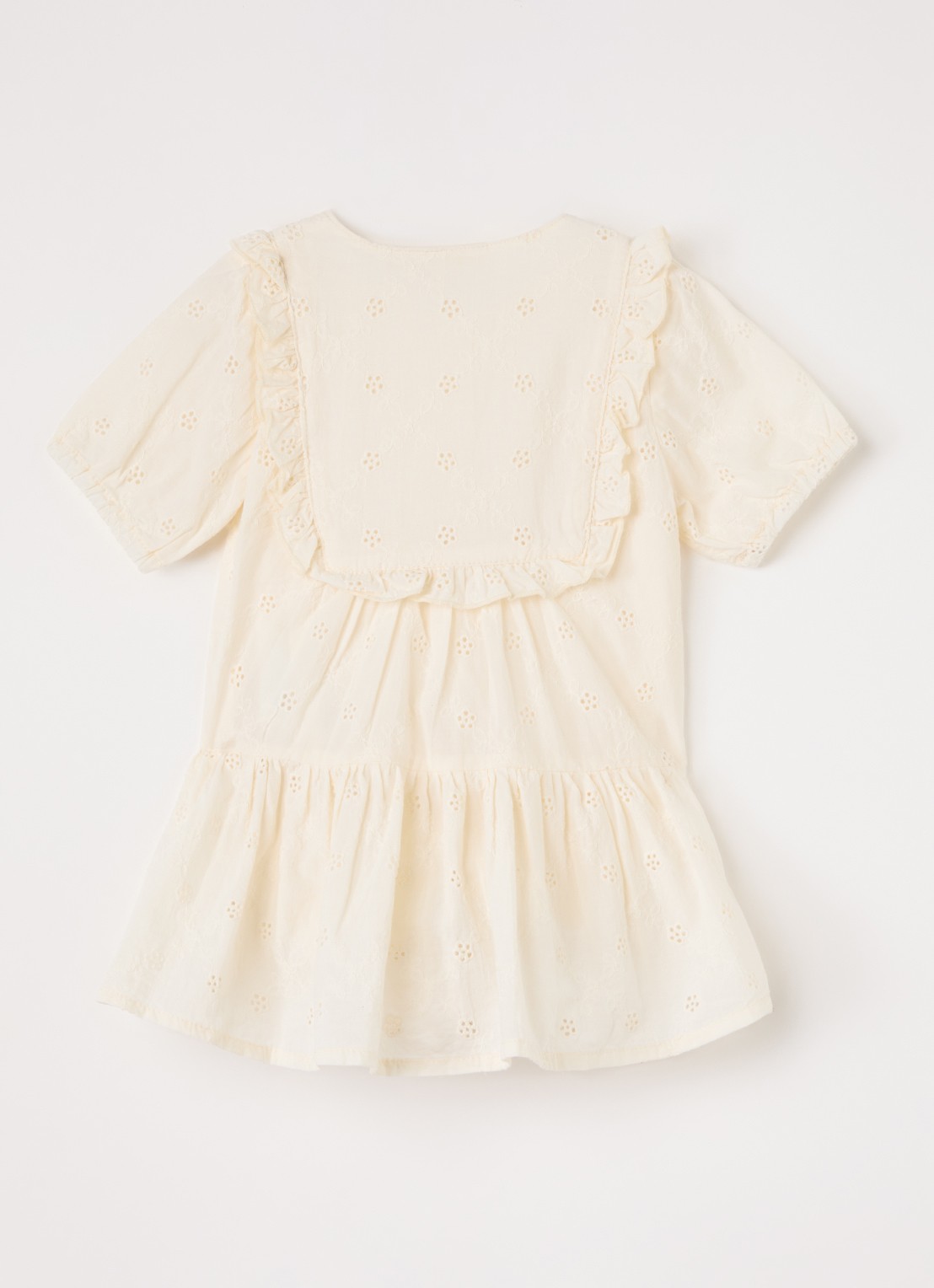 Lil 'Atelier NBFHosa jurk met broderie - voorkant 2 ivoor