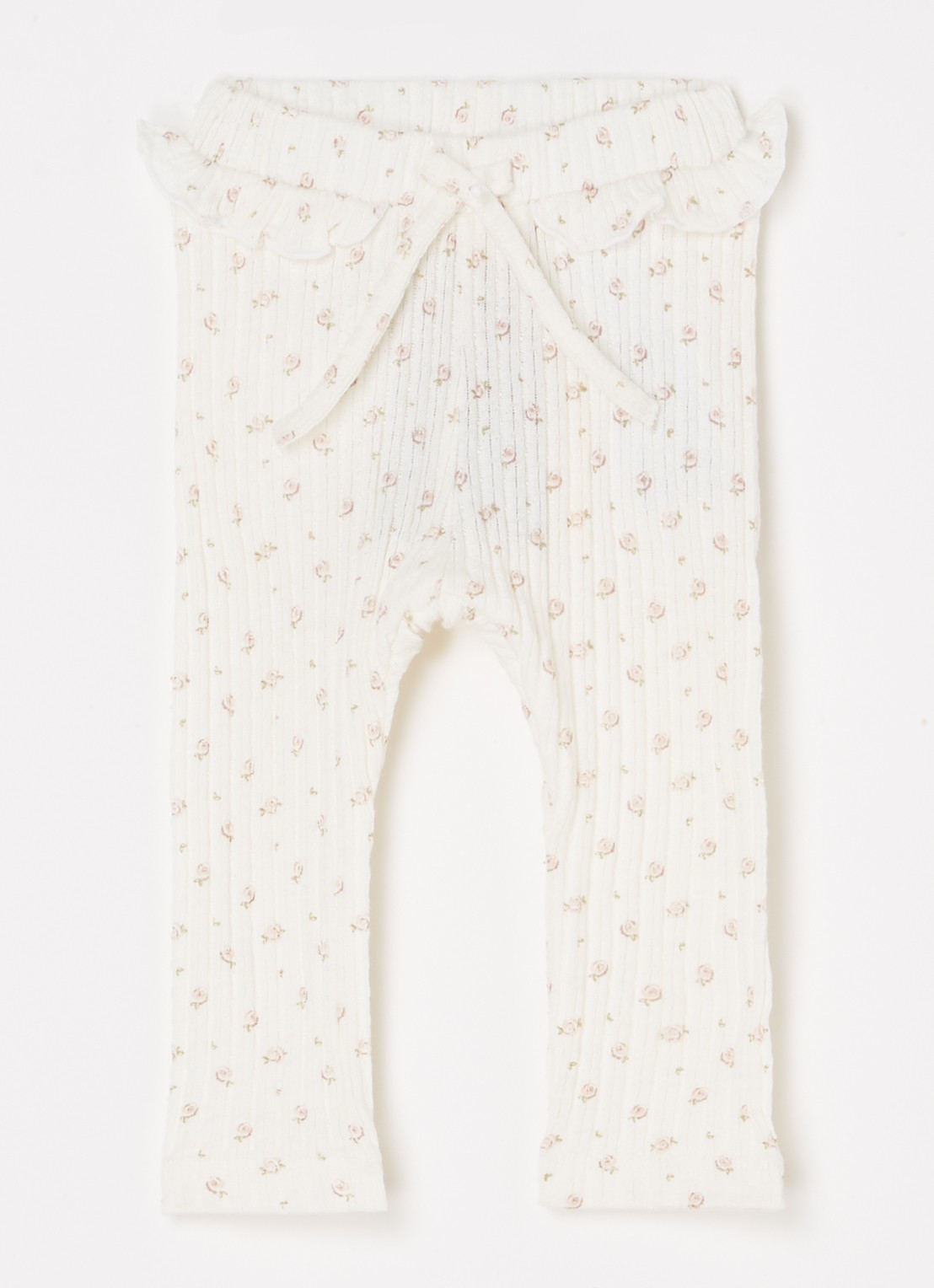 Lil 'Atelier NBFHulla ribgebreide legging van  katoen - voorkant 2 gebroken wit