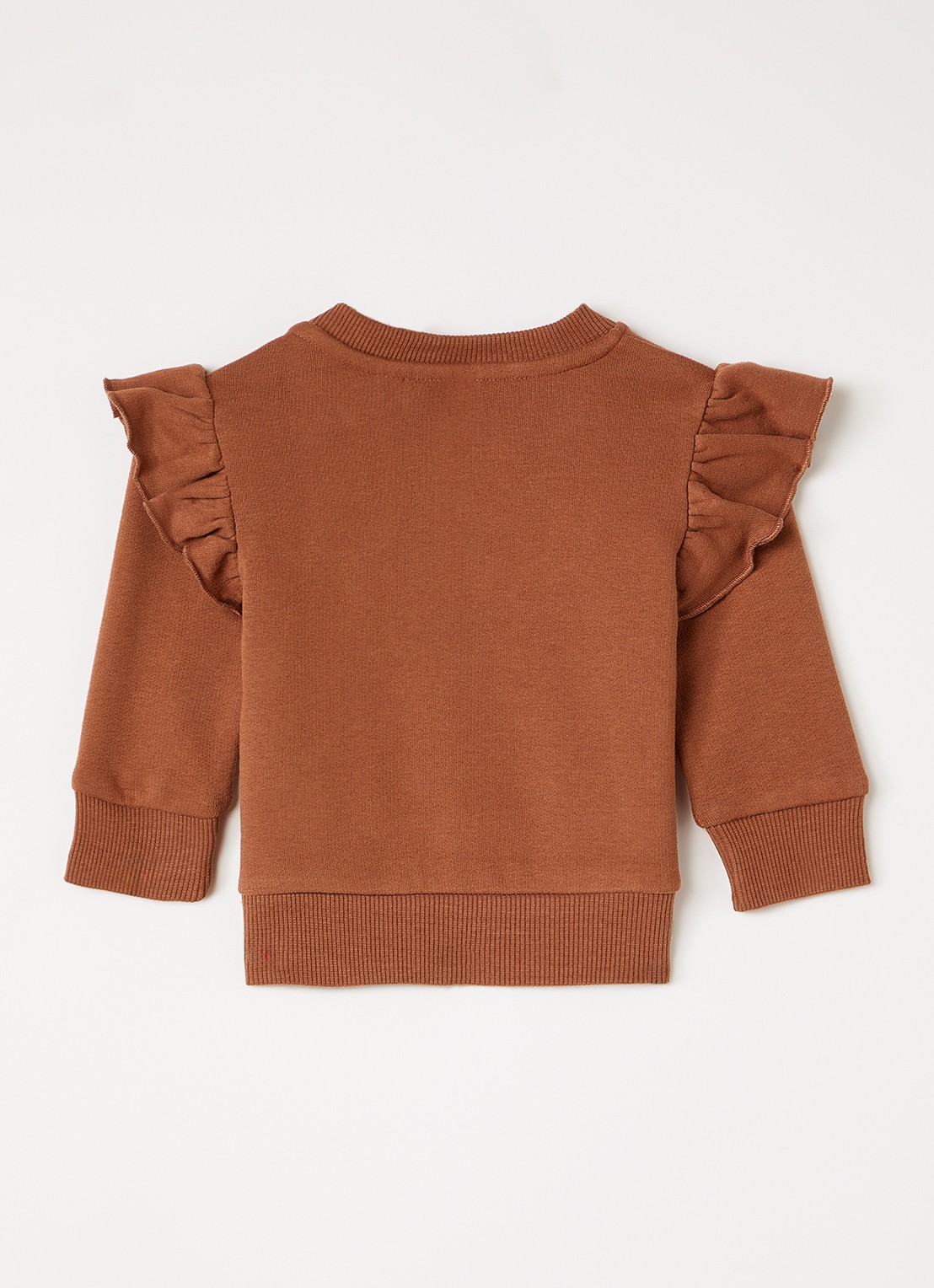 Lil 'Atelier NBFILondon sweater met ruches - voorkant 2 oranjebruin