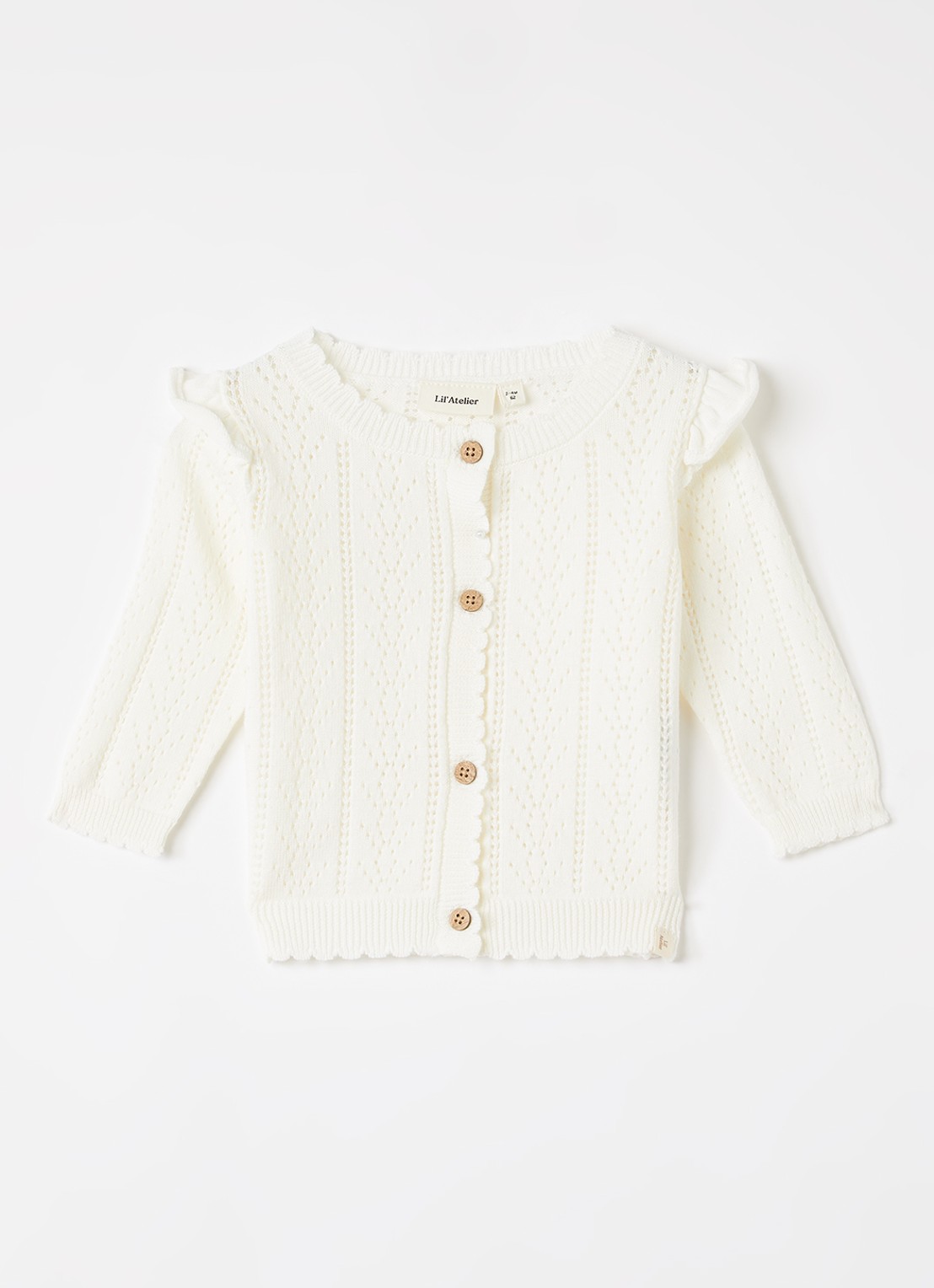 Lil 'Atelier NBFJela vest met opengewerkt dessin - voorkant 2 gebroken wit