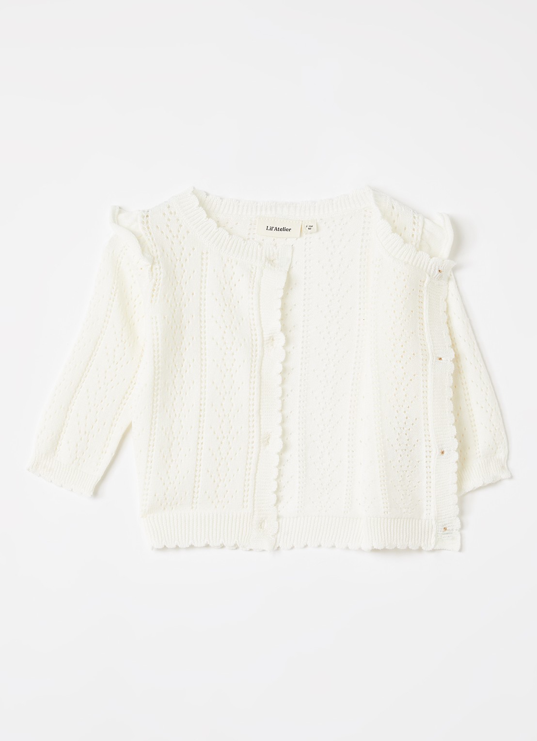 Lil 'Atelier NBFJela vest met opengewerkt dessin - voorkant 3 gebroken wit